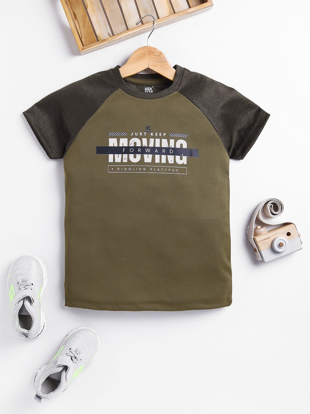 HRX by Hrithik Roshan HRX by Hrithik Roshan Boys Typography Printed Rapid-Dry Sports T-shirt