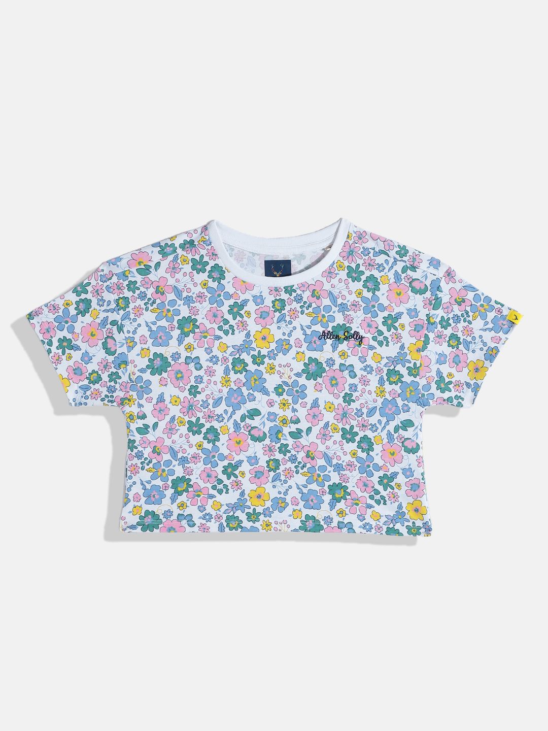 Allen Solly Junior Girls Floral Printed Pure Cotton Crop T-shirt