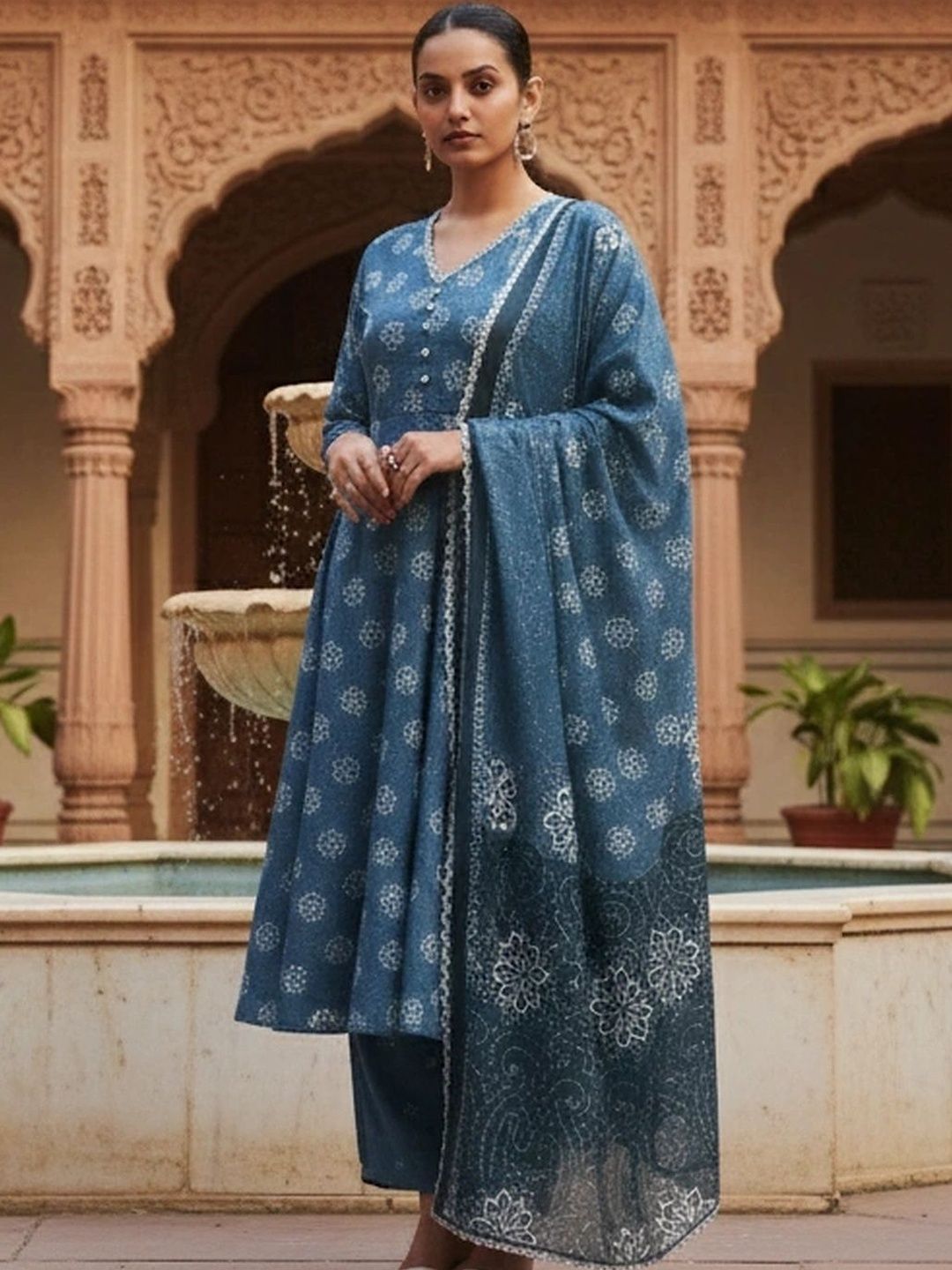 arangya Women Ethnic Motifs Printed Regular Kurta with Trousers & With Dupatta