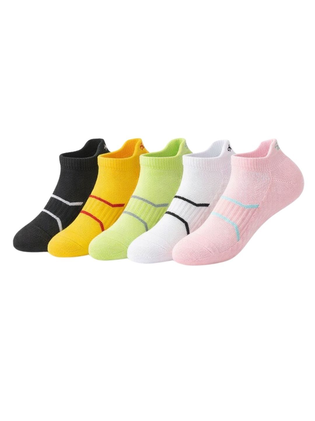iSWEVEN Unisex Pack of 5 Cotton Blend Colourblocked Ankle Length Socks