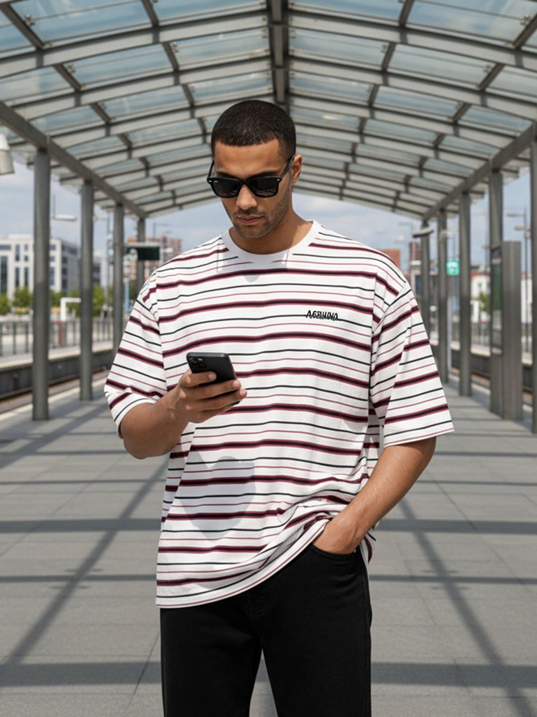 The Roadster Life Co. Multi-Striped Relaxed Fit T-shirt