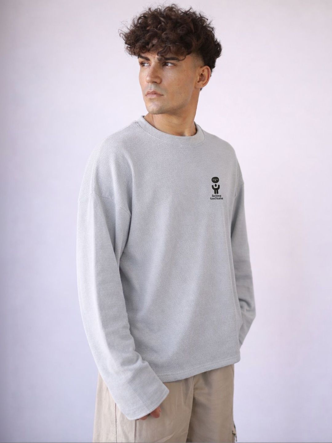 BDSQUARE Men Typography Printed Drop-Shoulder Sleeves T-shirt