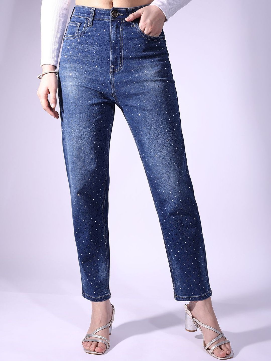 PURVAJA Women Pencil Slim Fit High-Rise Light Fade Stretchable Jeans Offers & Cashback