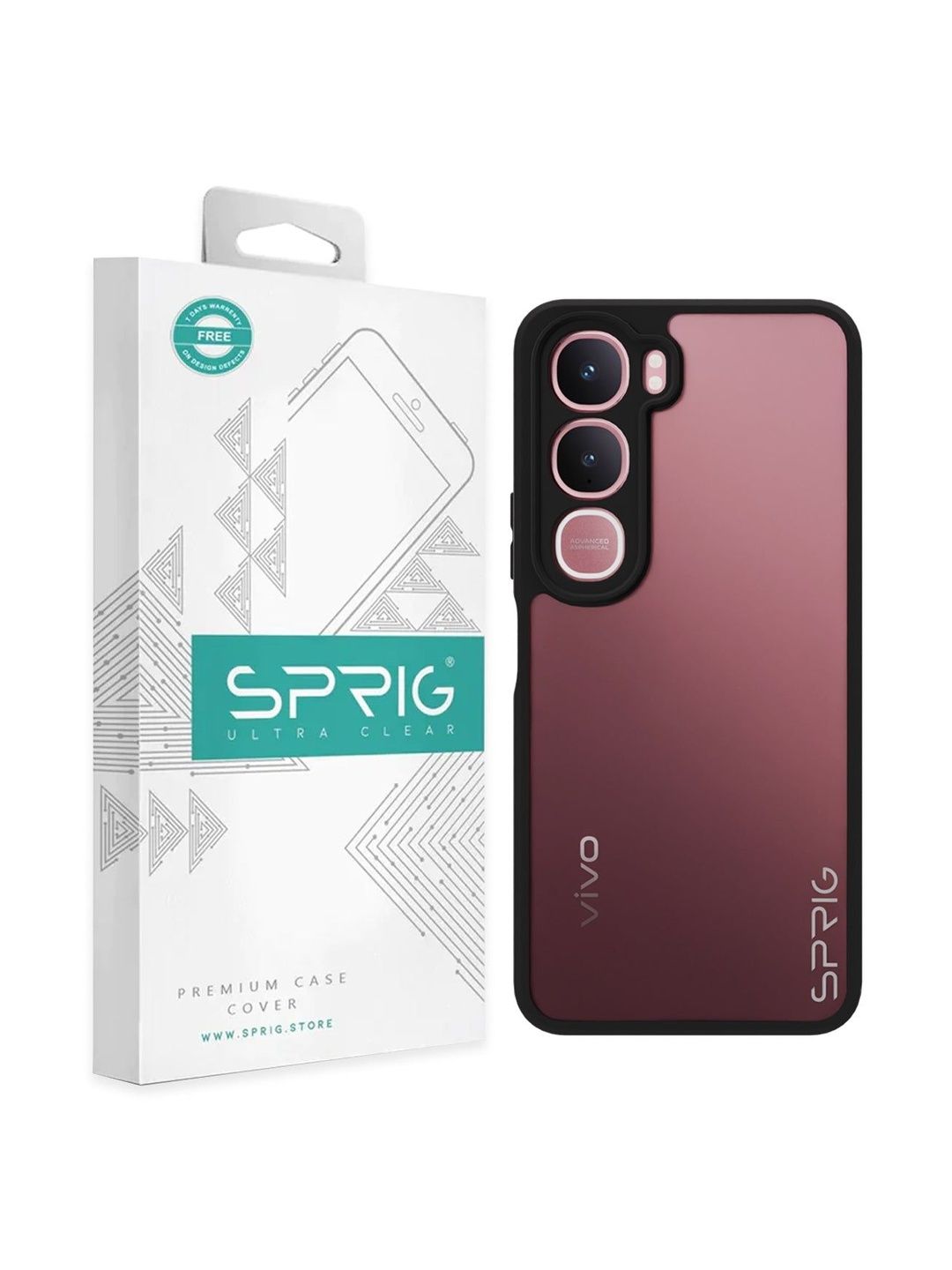 SPRIG Vivo Y31 5G Matte Black Transparent Back Cover