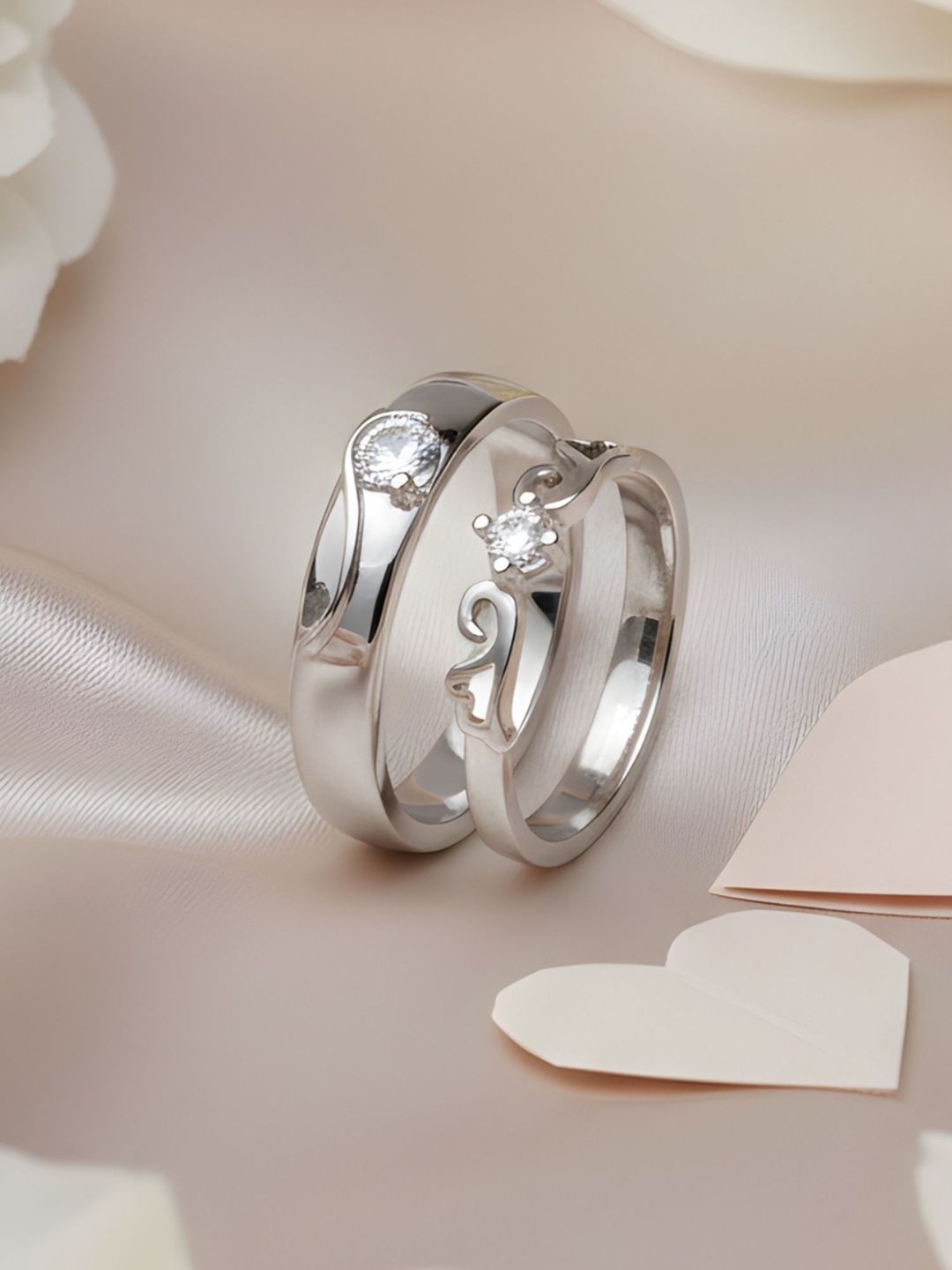 Bohey by KARATCART Set Of 2 Stone-Studded Adjustable Finger Ring