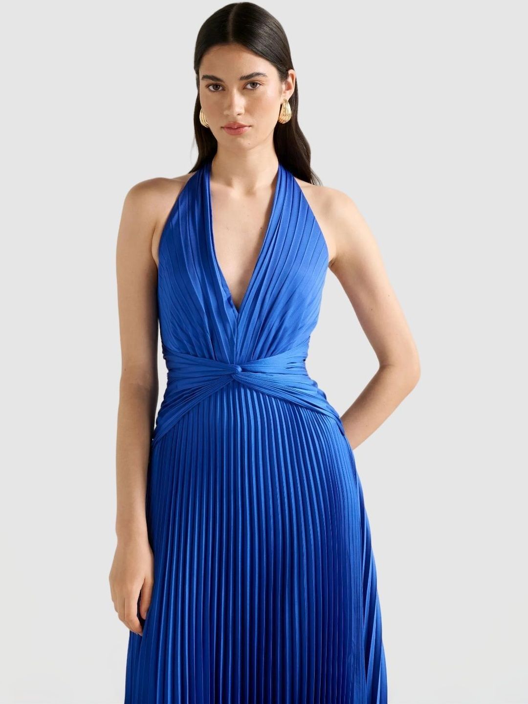 Halter Neck Fit & Flare Maxi Dress