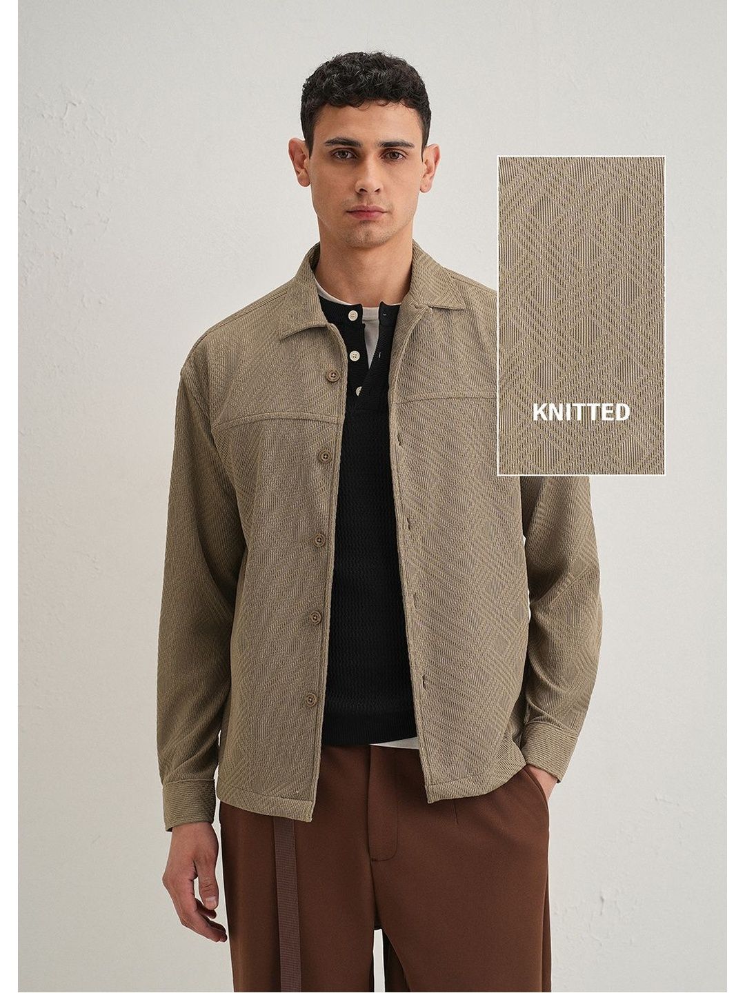 Banana Club Banana Club Textured Knit Cuban Collar Shacket