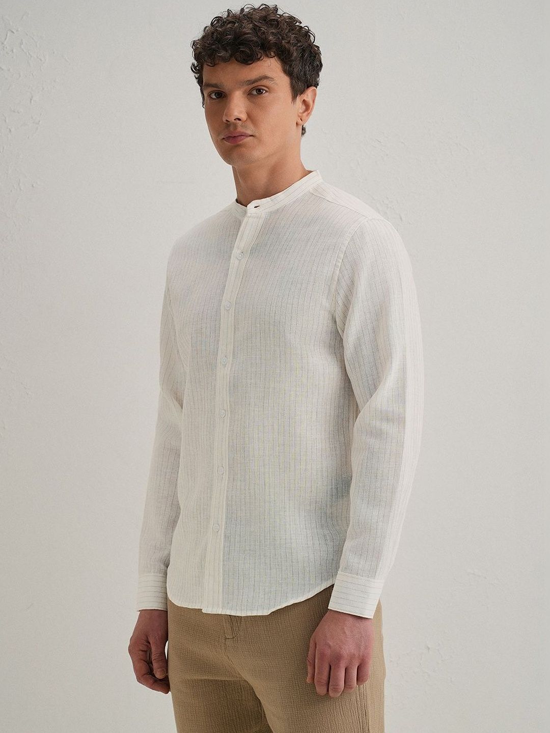 Men's Loop Button-Down Shirt Banana Club Men Classic Striped Casual Shirt