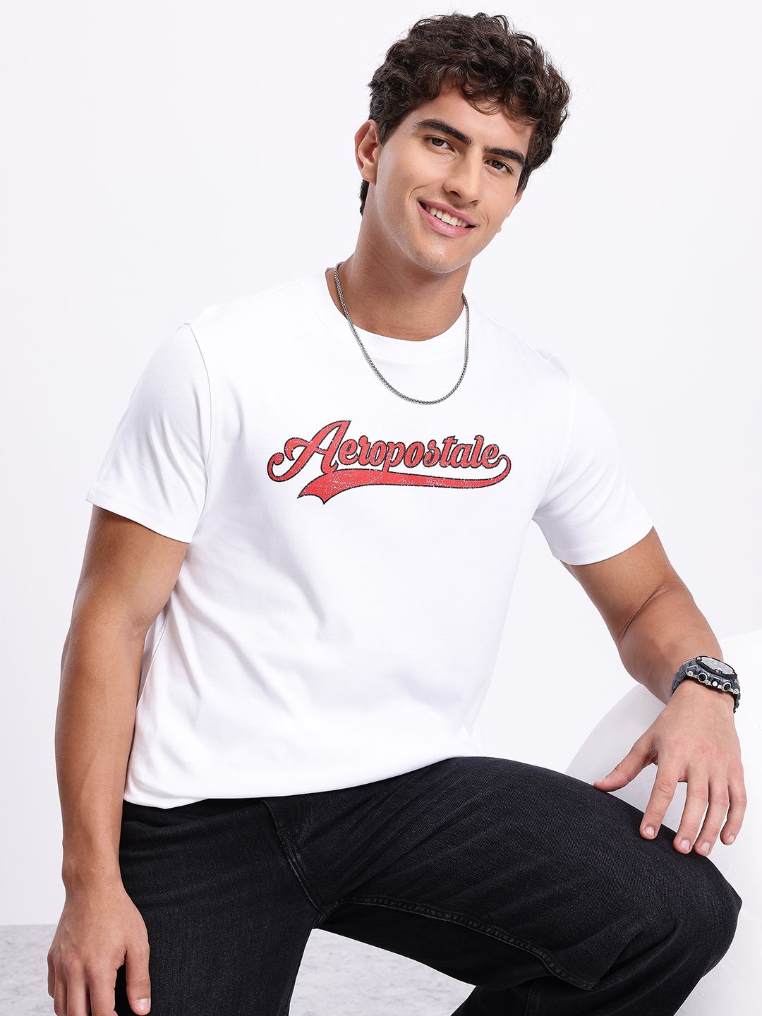 Aeropostale Brand Logo Printed Pure Cotton T-shirt