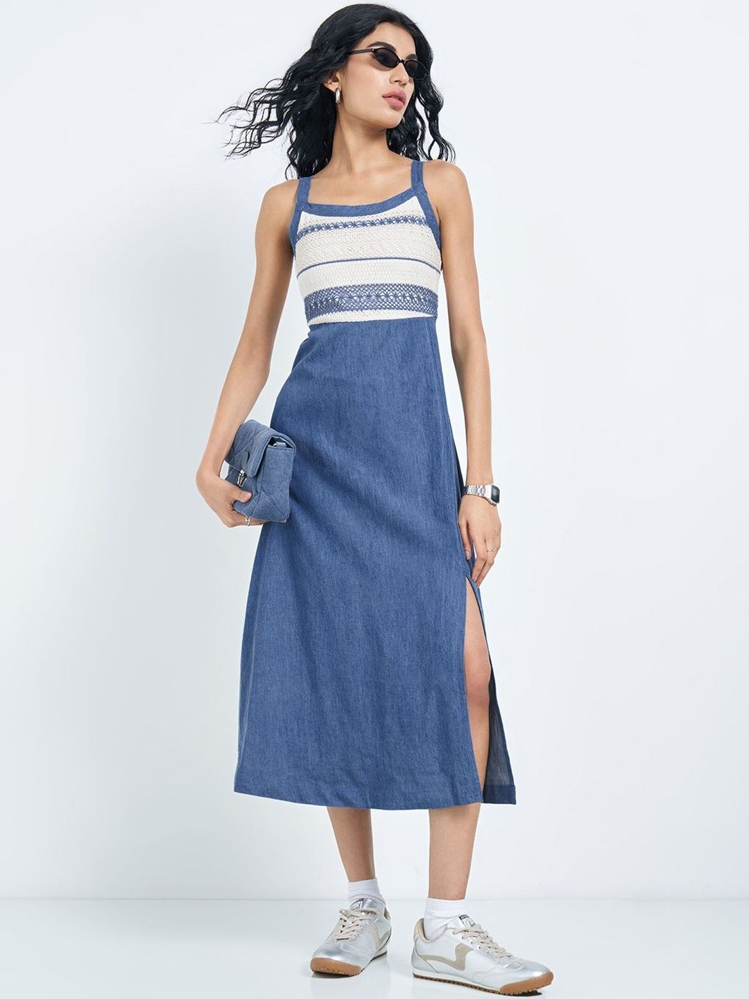 Colourblocked A-Line Midi Dress SF JEANS by Pantaloons Colourblocked A-Line Midi Dress