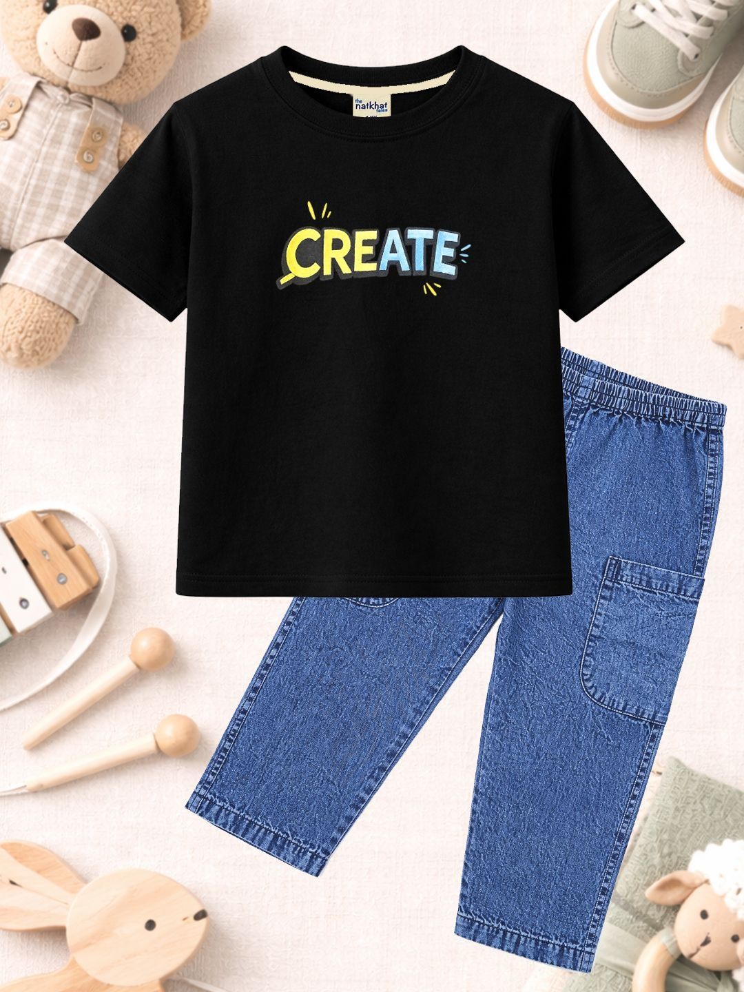 The Natkhat Tales Unisex Kids Printed T-shirt with Trousers