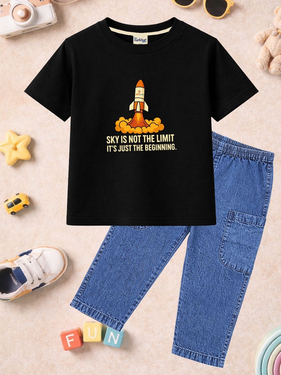The Natkhat Tales Unisex Kids Printed T-shirt with Trousers