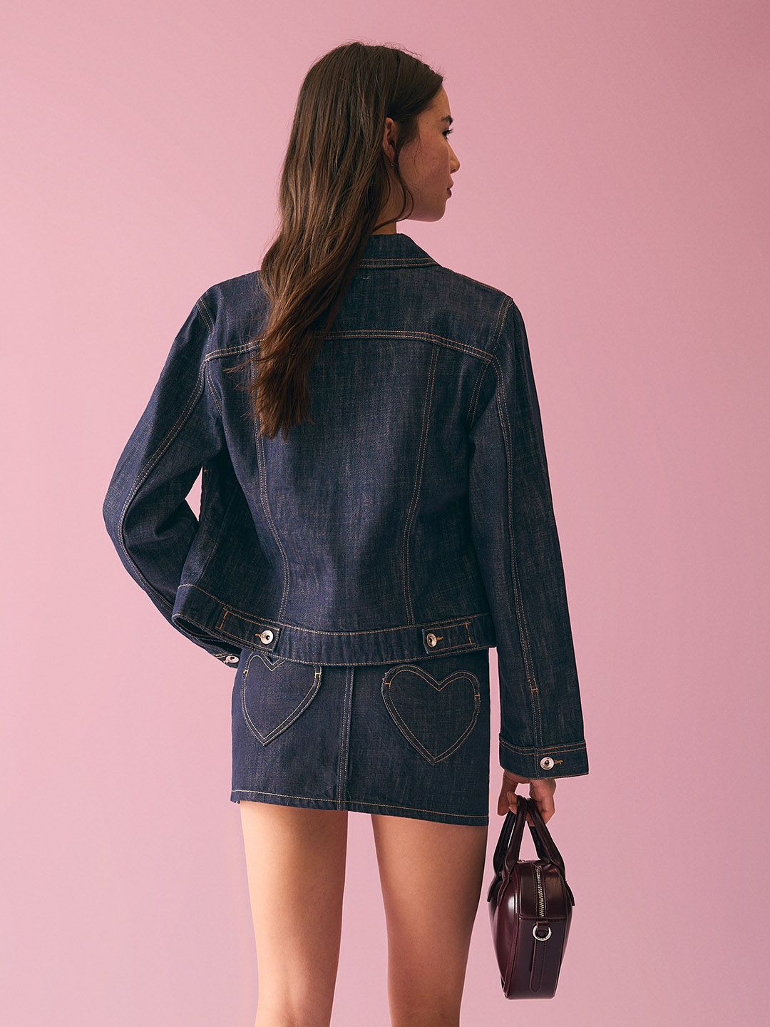 Embroidered mini denim skirt