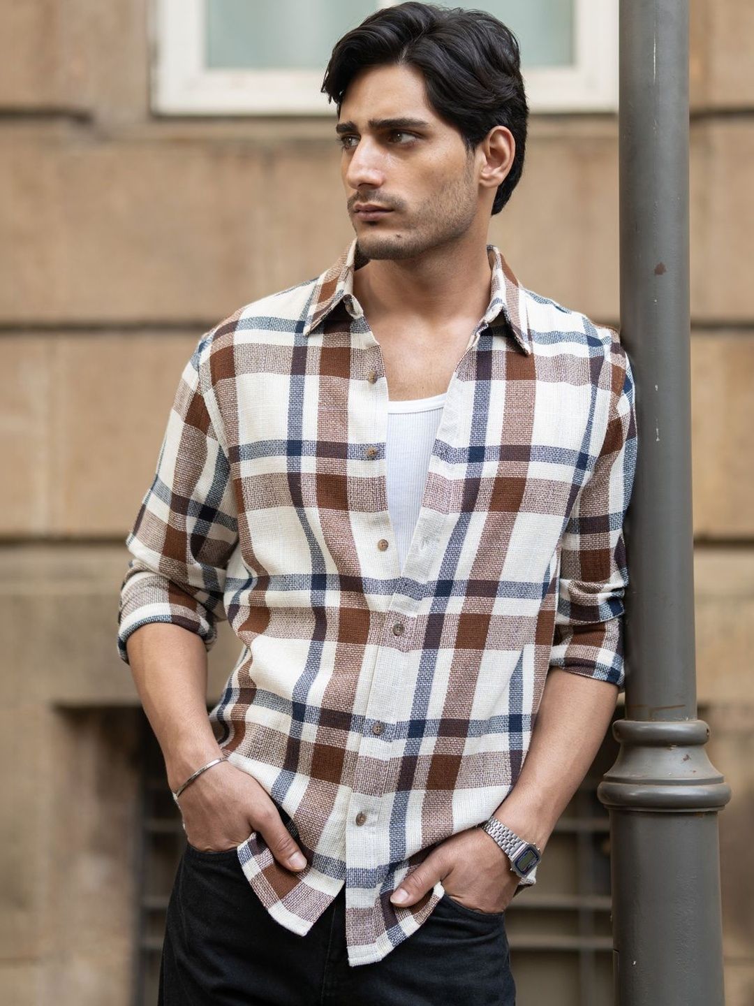 Powerlook Men Tartan Checks Checked Casual Shirt