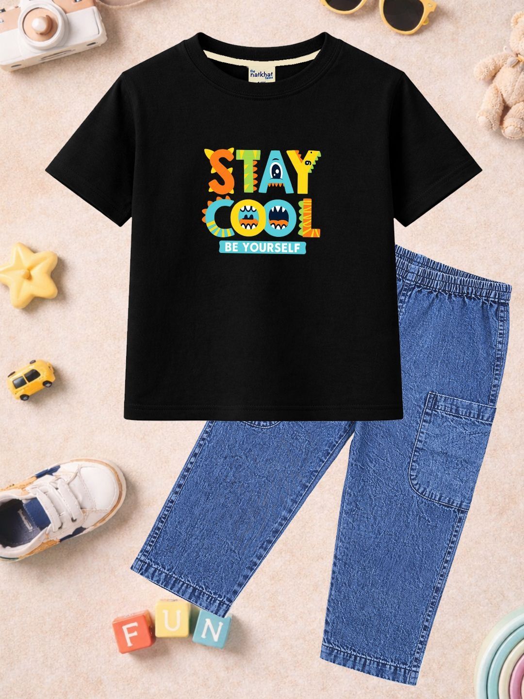 The Natkhat Tales Unisex Kids Printed T-shirt with Trousers