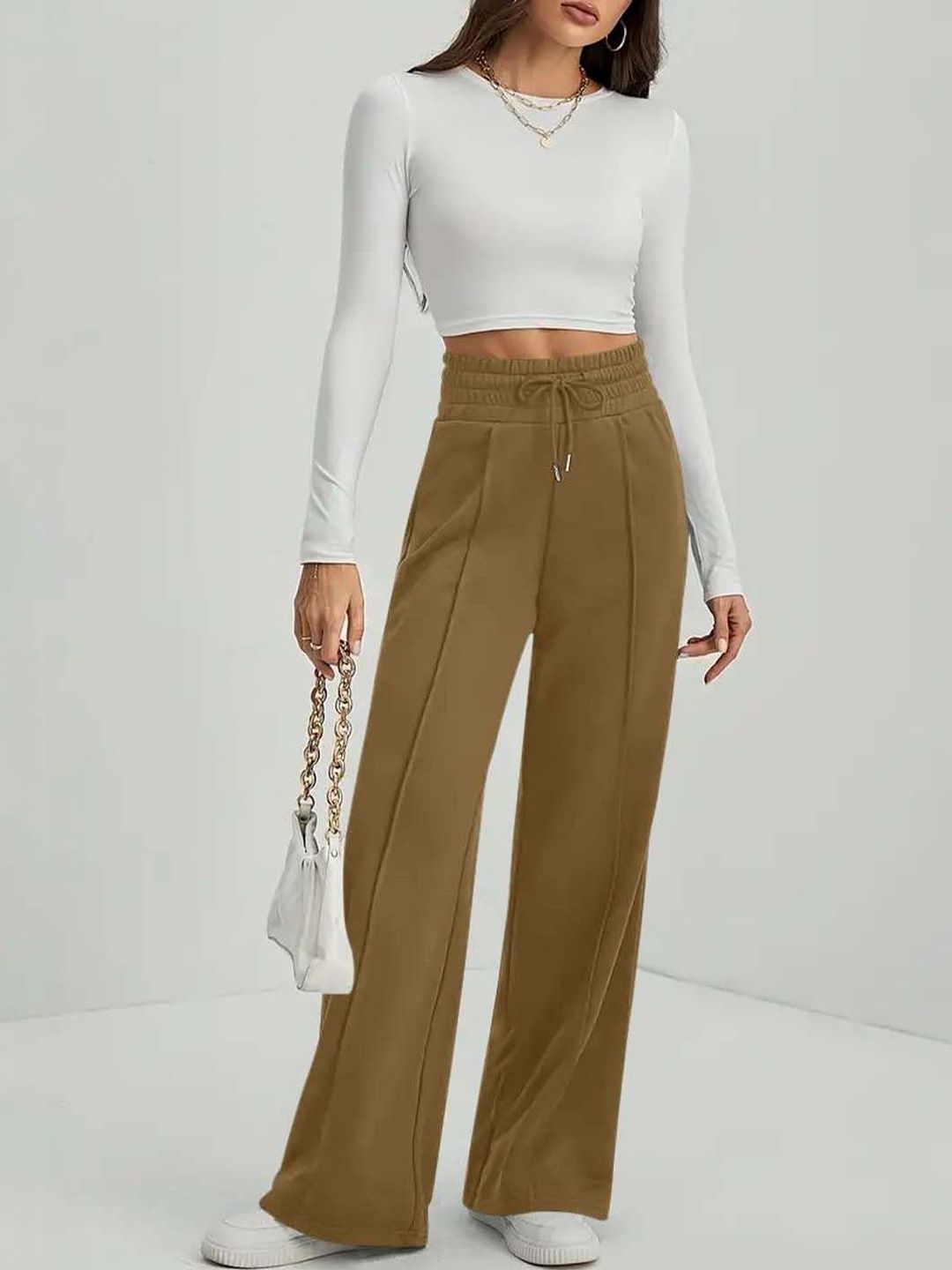 GENZILOOKS Women Comfort High-Rise Easy Wash Trousers
