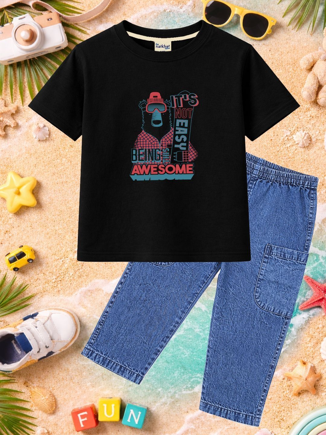 The Natkhat Tales Unisex Kids Printed T-shirt with Trousers