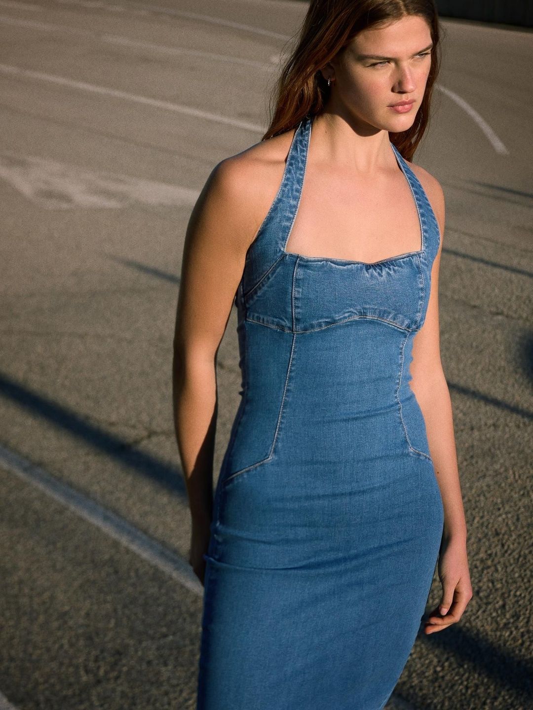 Denim midi dress