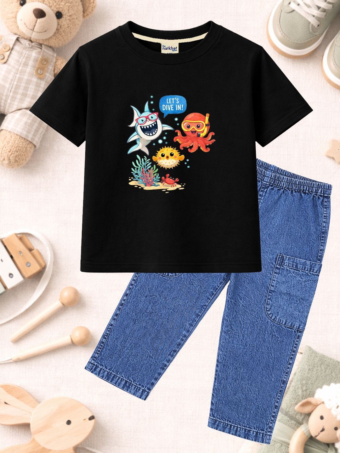 The Natkhat Tales Unisex Kids Printed T-shirt with Trousers