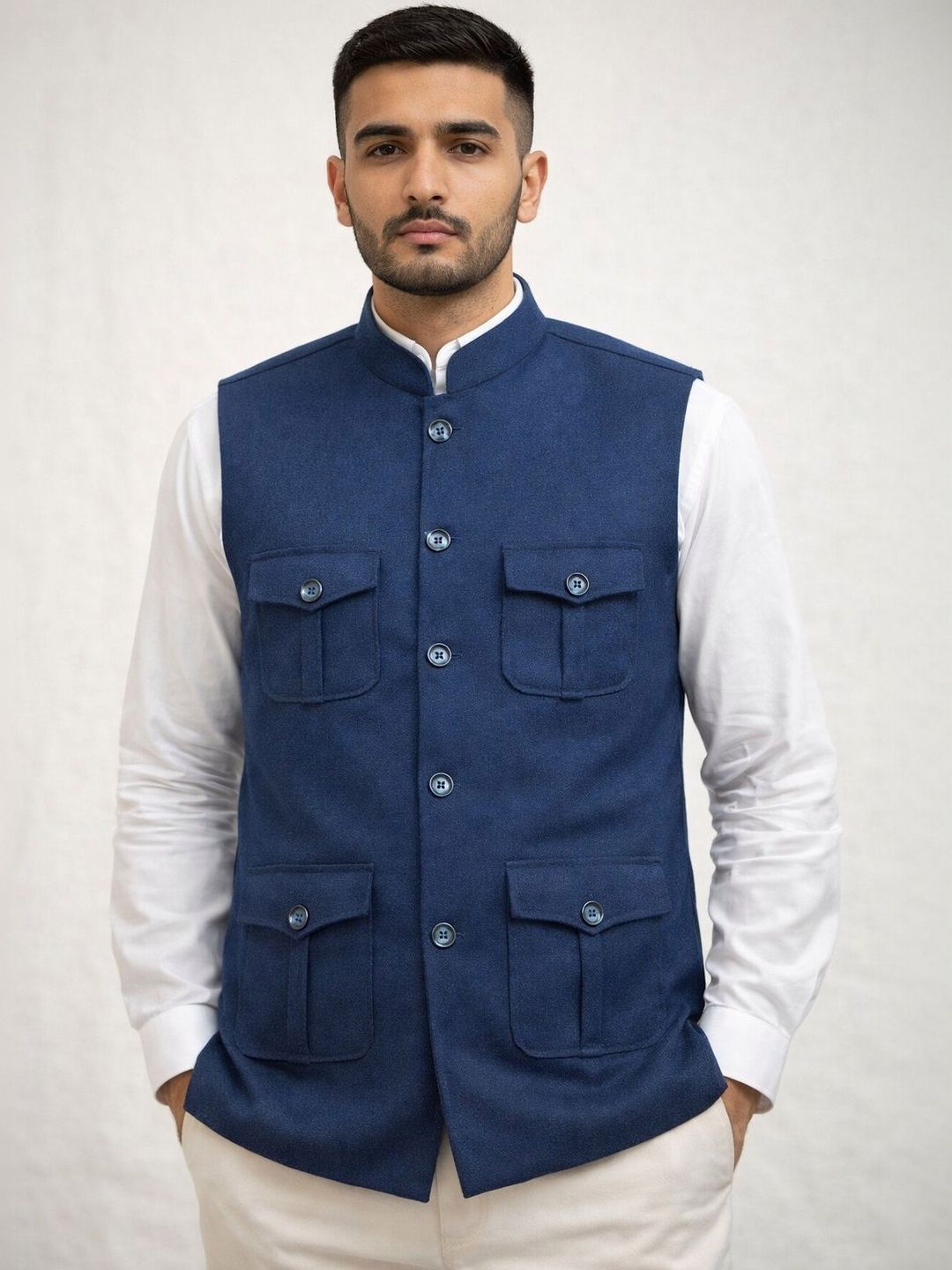 Latest Chikan Garments Mandarian Collar Neck Jacket