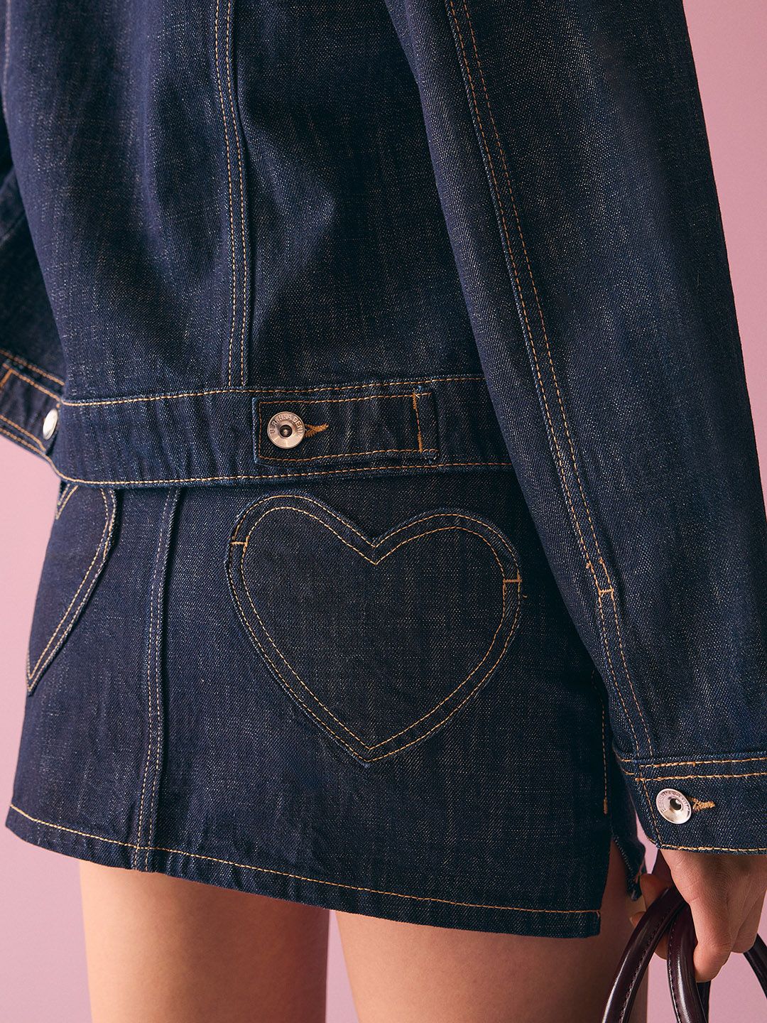 Embroidered mini denim skirt