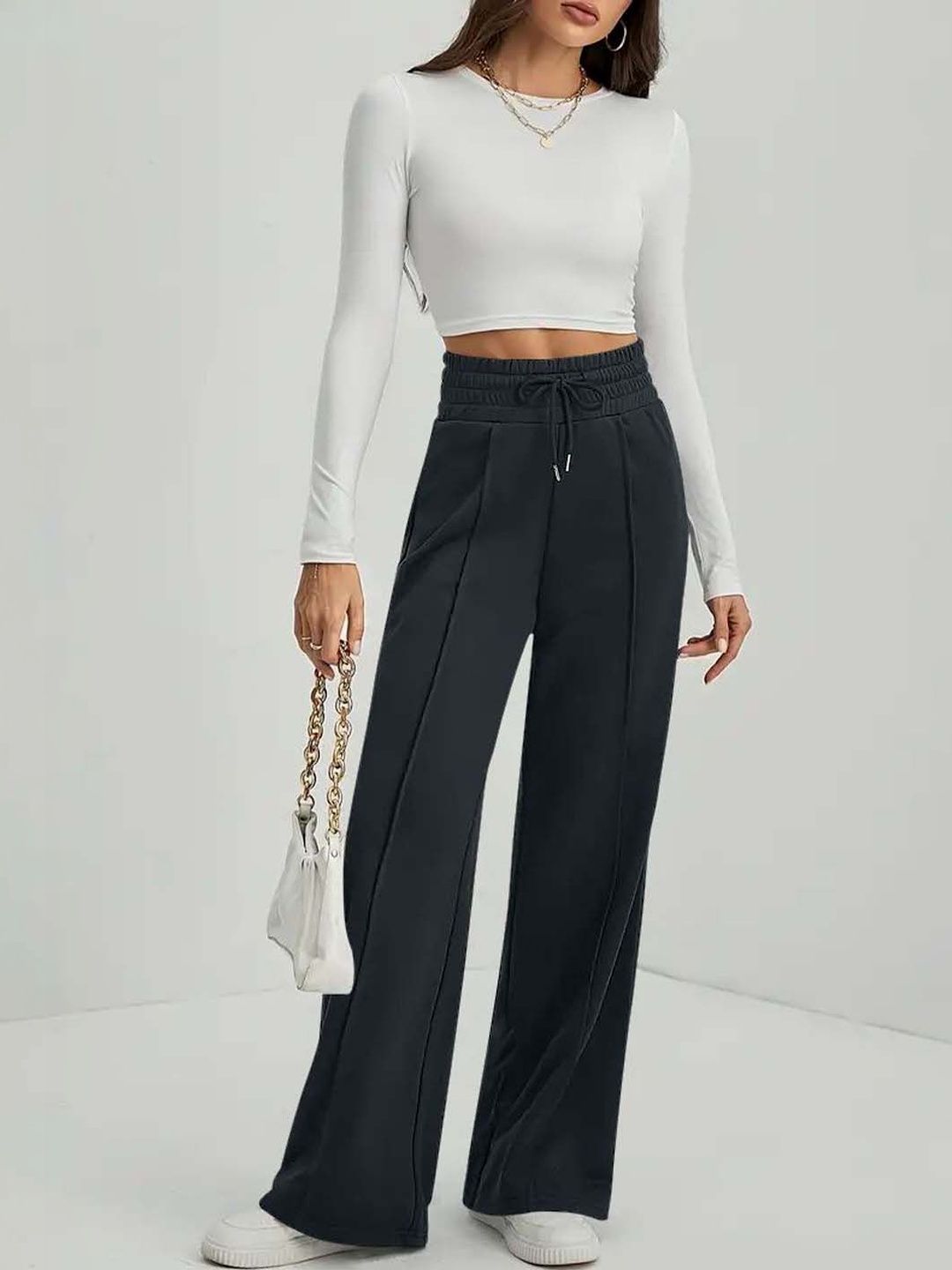 GENZILOOKS Women Comfort High-Rise Easy Wash Trousers