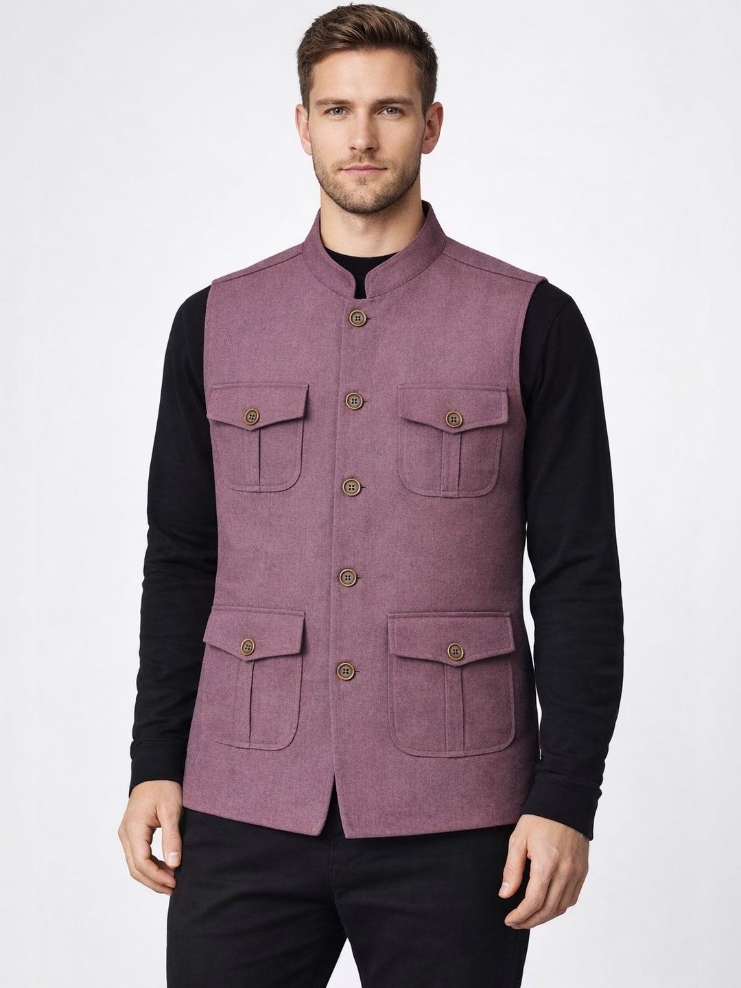 Latest Chikan Garments Mandarian Collar Neck Jacket