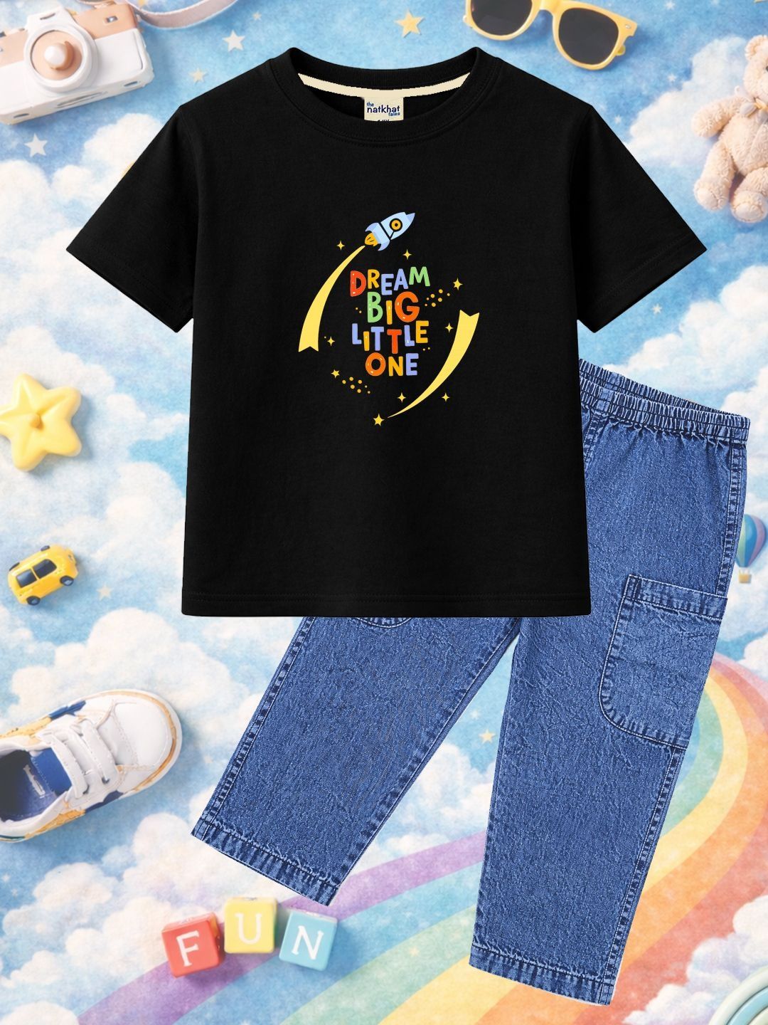 The Natkhat Tales Unisex Kids Printed T-shirt with Trousers