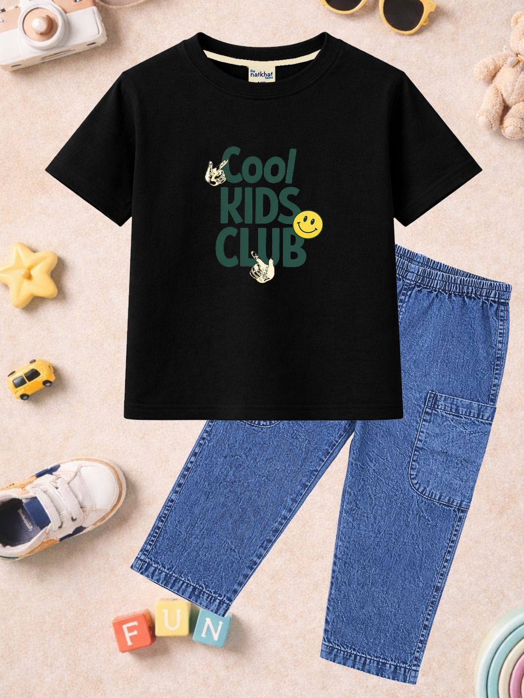 The Natkhat Tales Unisex Kids Printed T-shirt with Trousers