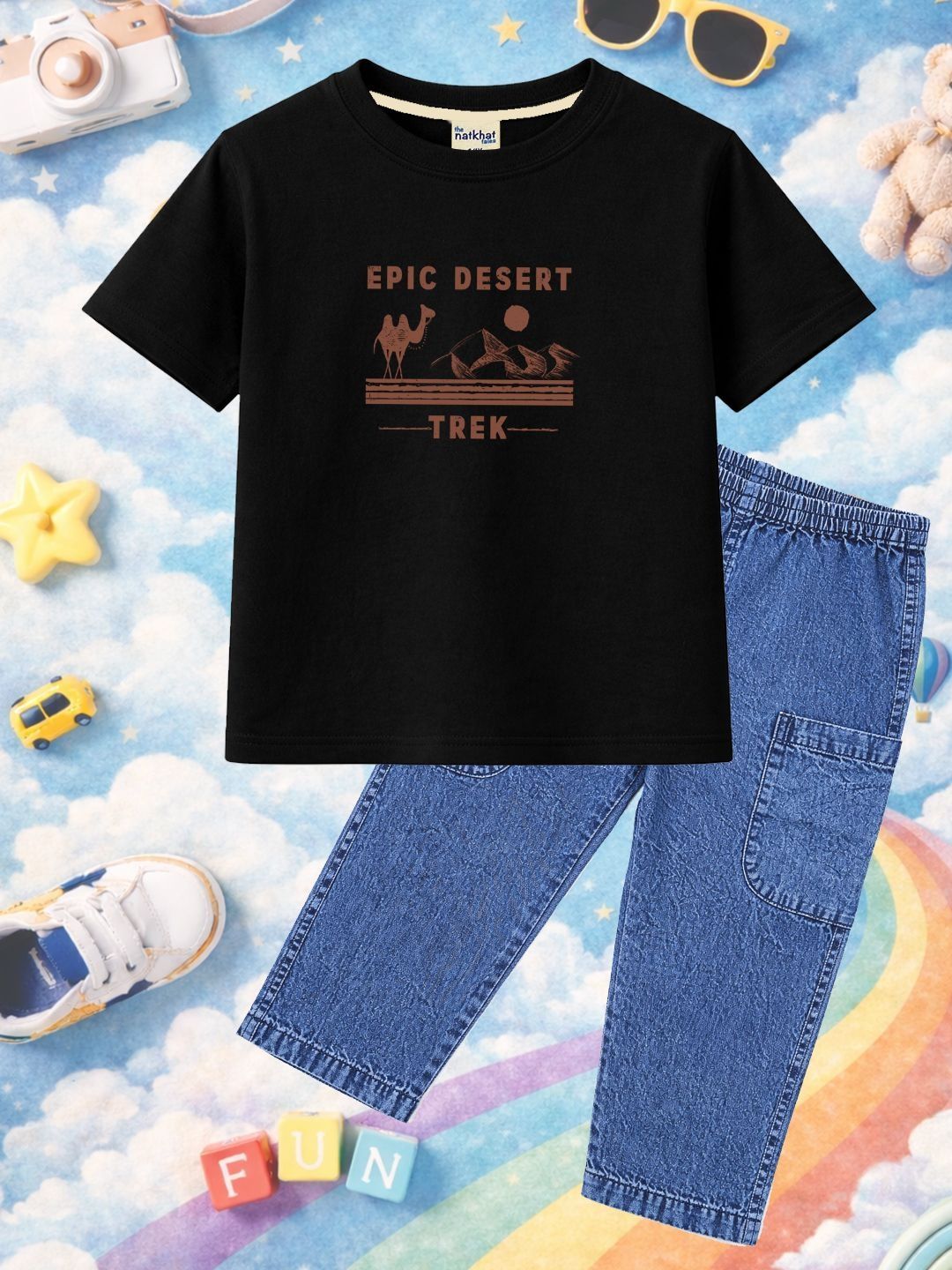 The Natkhat Tales Unisex Kids Printed T-shirt with Trousers