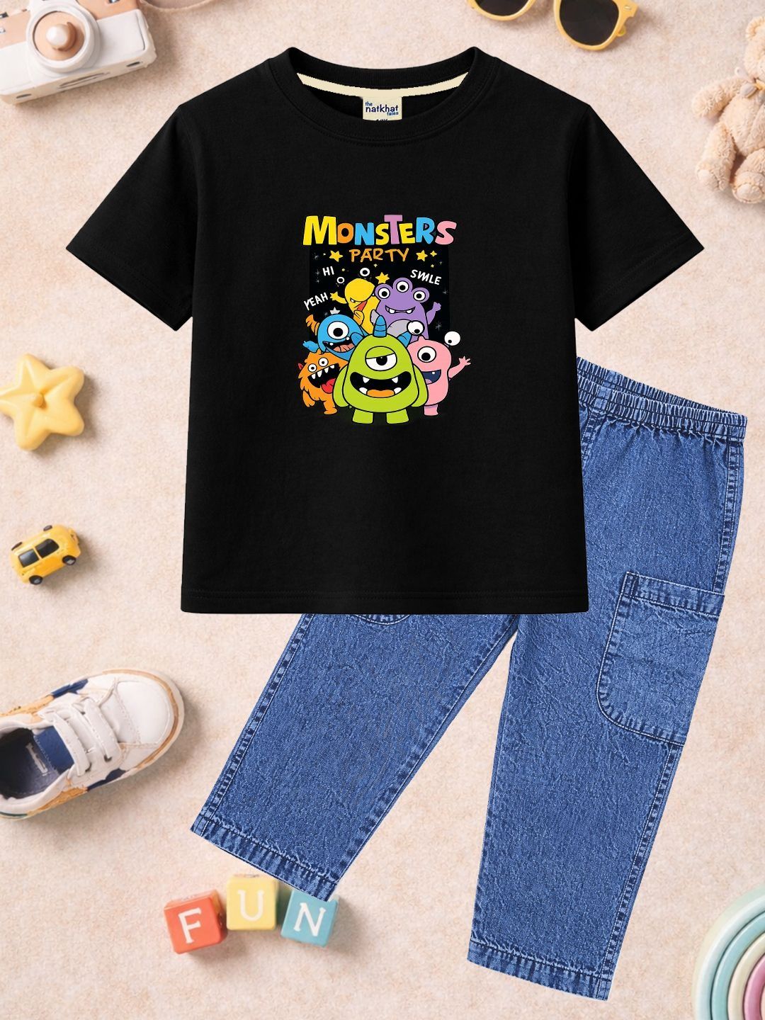 The Natkhat Tales Unisex Kids Printed T-shirt with Trousers