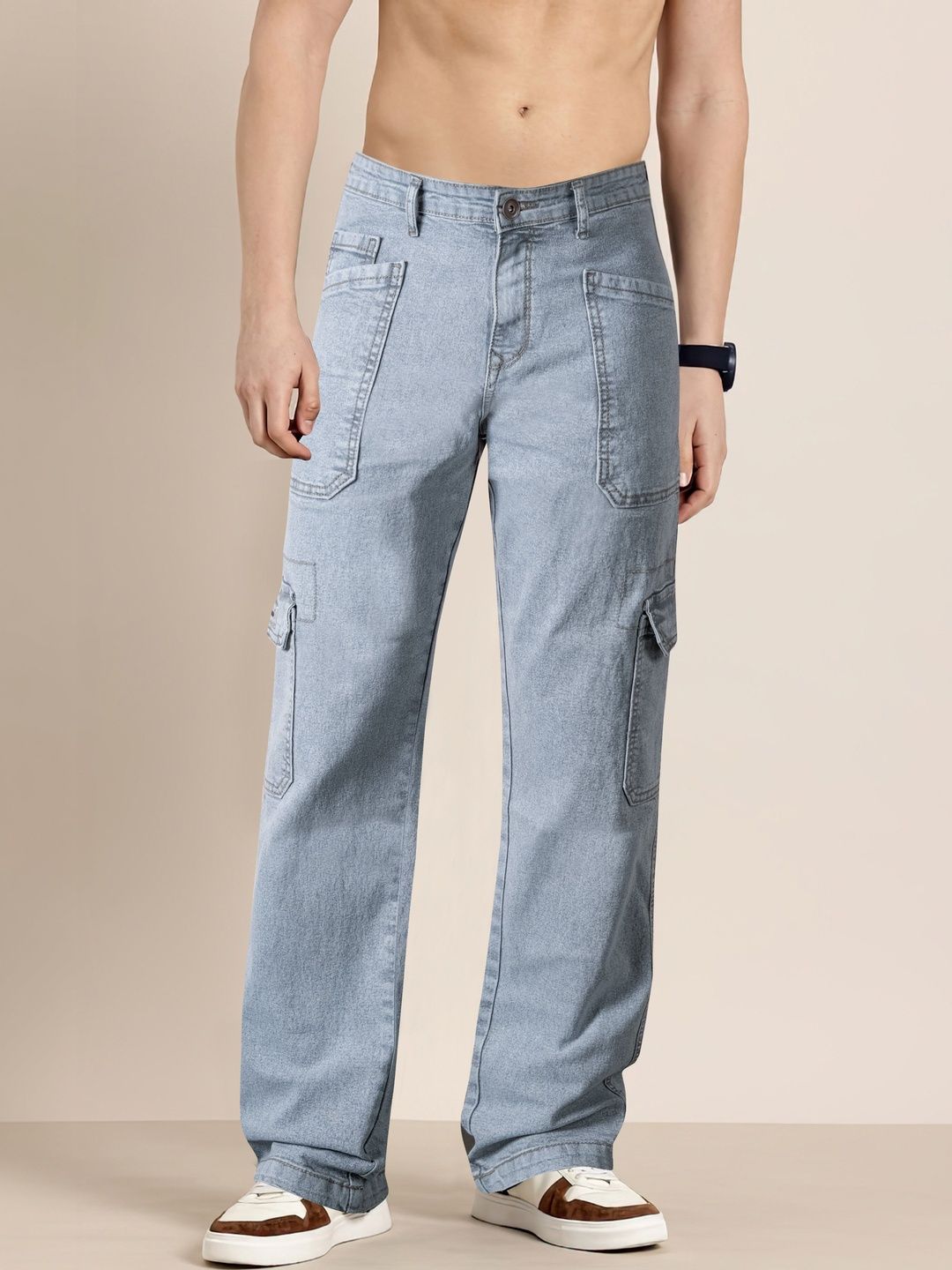 RIG BONE Men Loose Relaxed Fit Mid-Rise Light Fade Stretchable Jeans