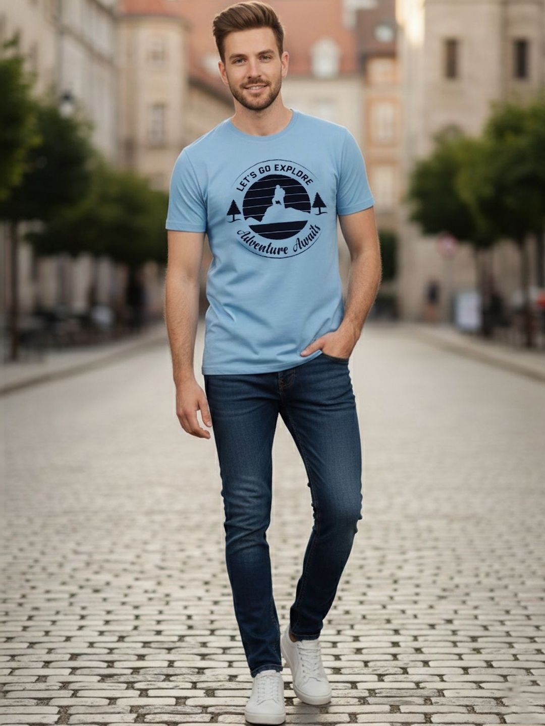 The Roadster Lifestyle Co Printed Cotton Round Neck T-shirt