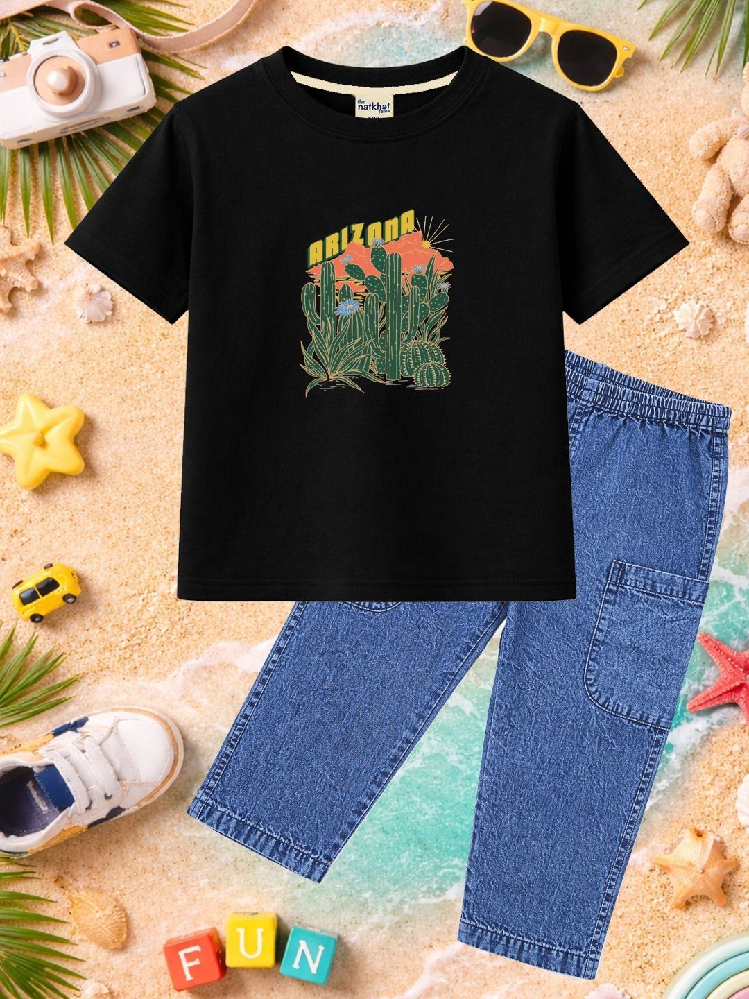 The Natkhat Tales Unisex Kids Printed T-shirt with Trousers