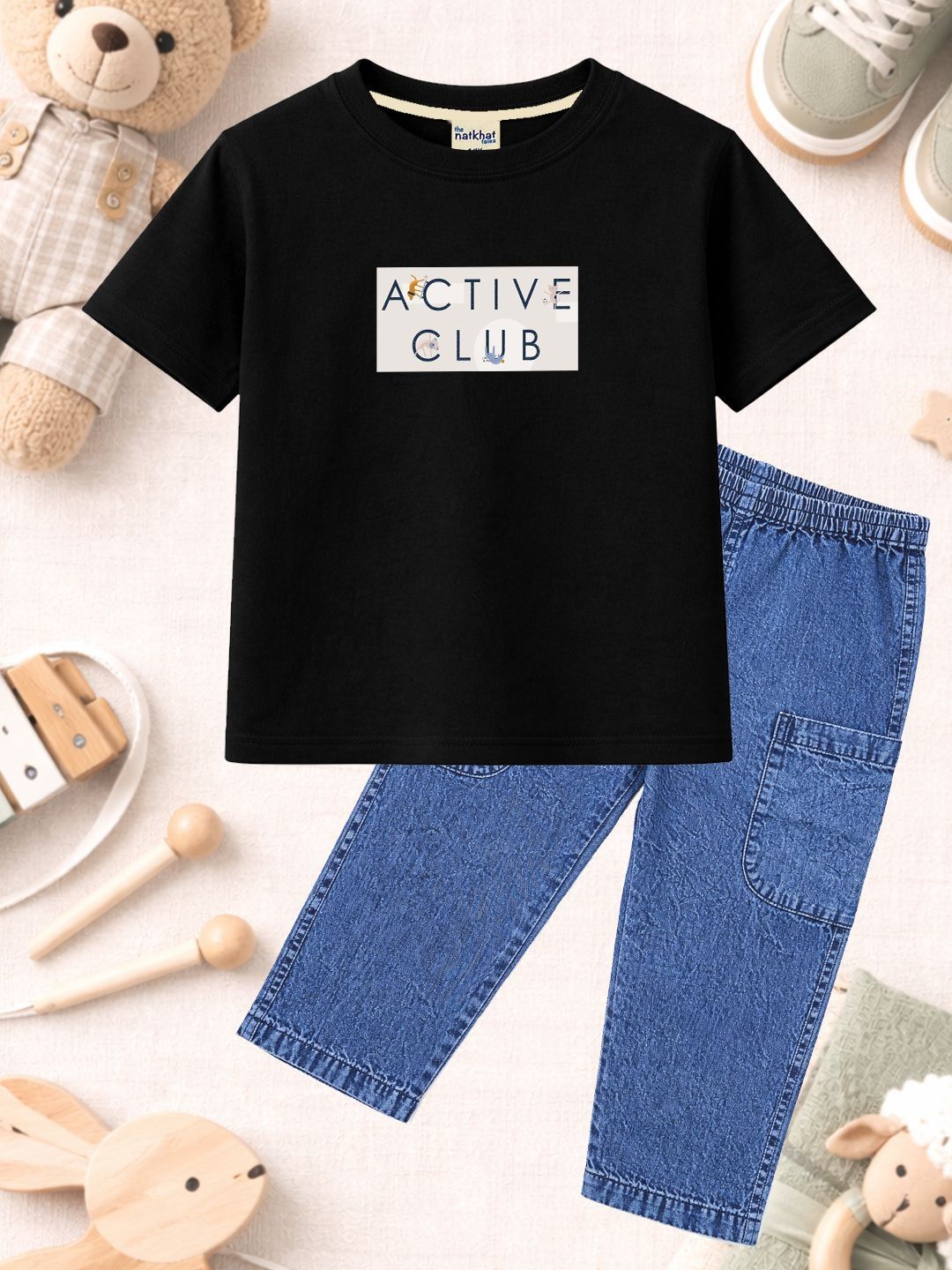 The Natkhat Tales Unisex Kids Printed T-shirt with Trousers