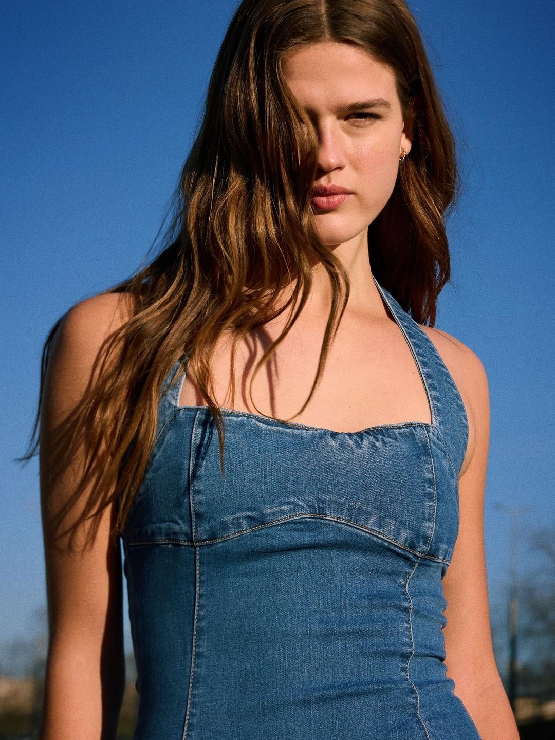 Denim midi dress