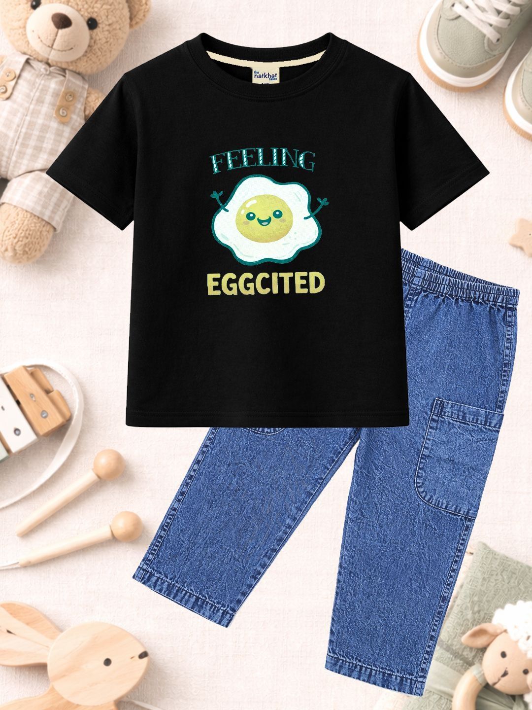The Natkhat Tales Unisex Kids Printed T-shirt with Trousers
