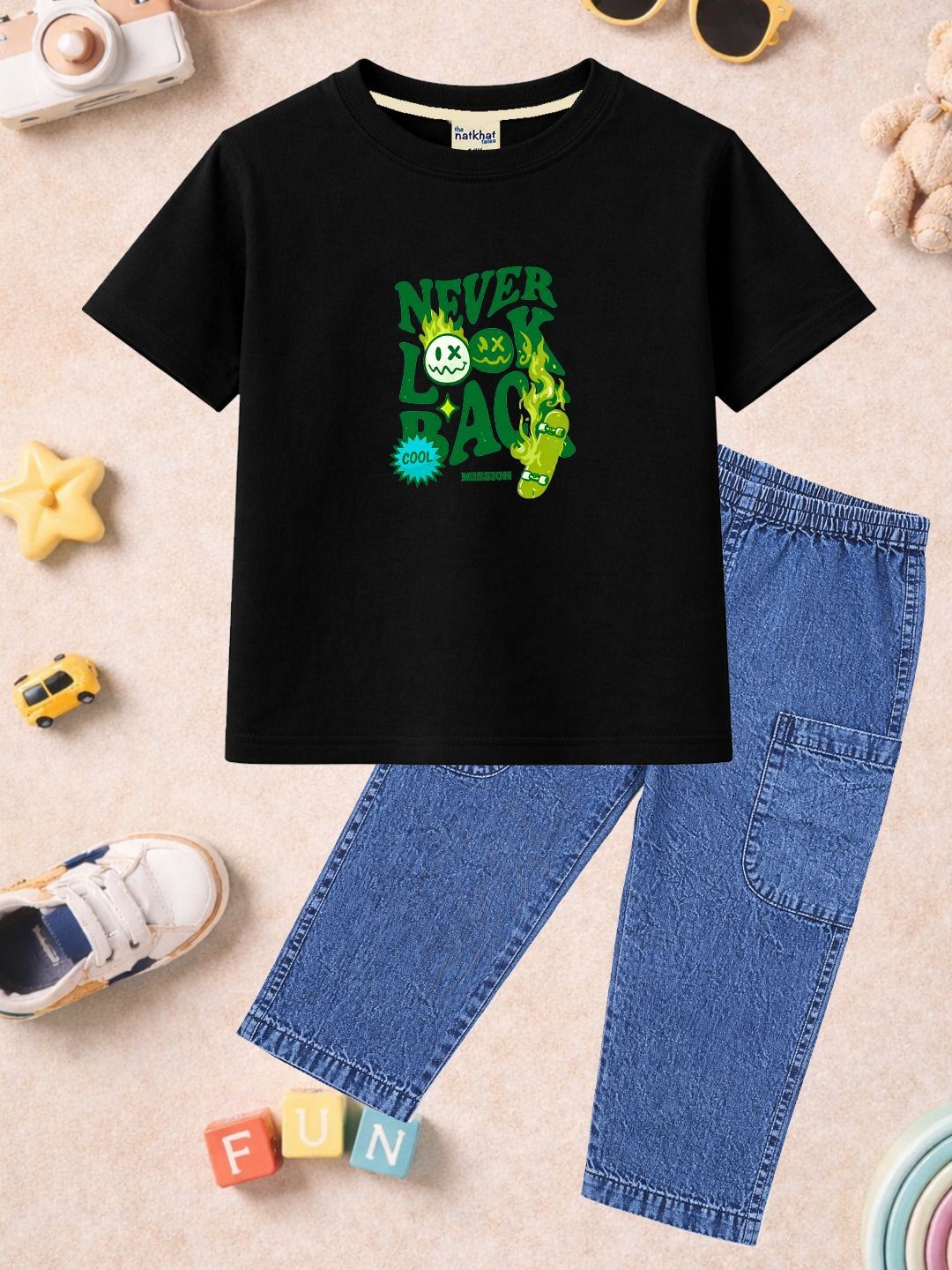The Natkhat Tales Unisex Kids Printed T-shirt with Trousers