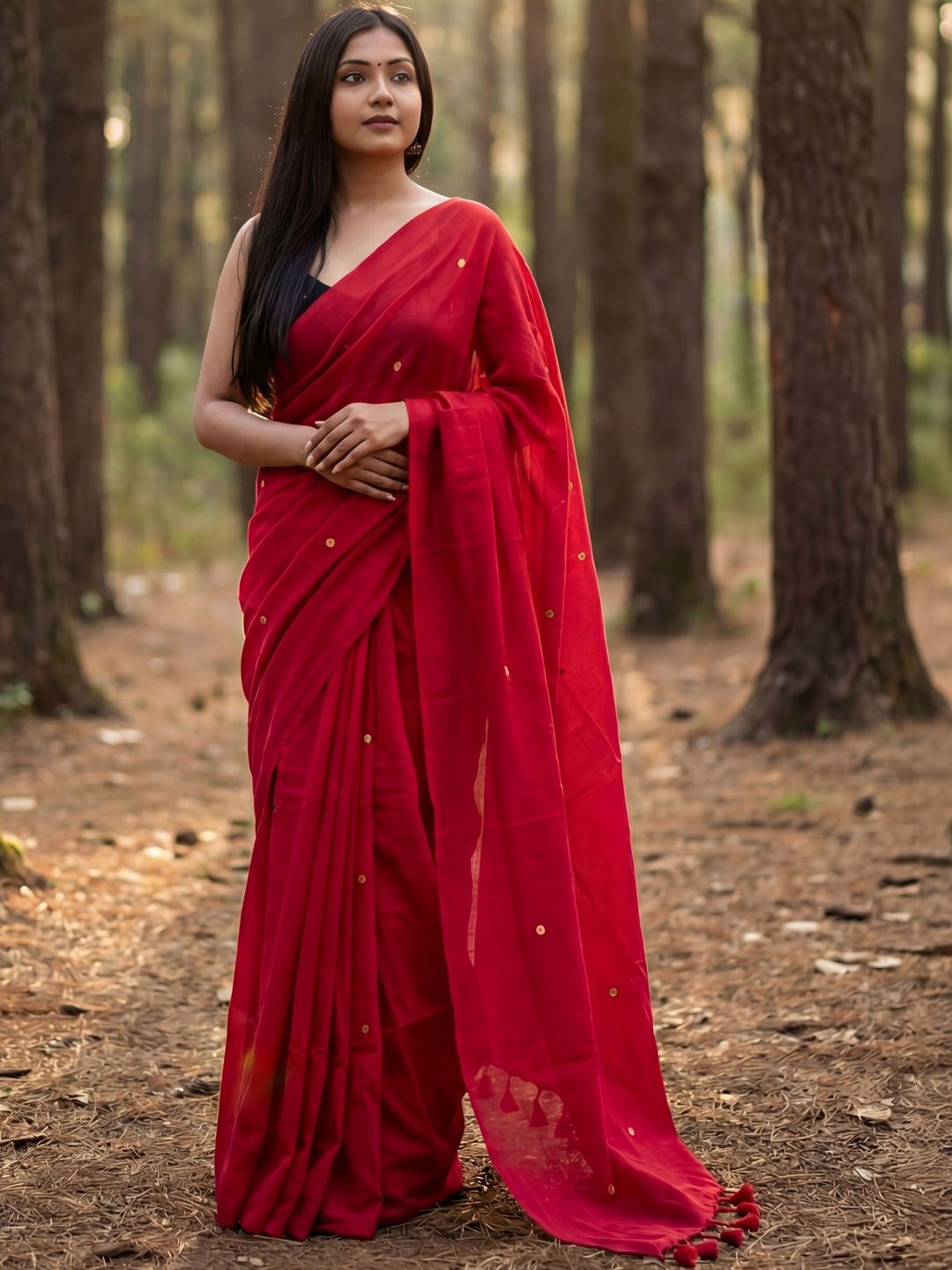 Anouk Embellished Zari Pure Cotton Khadi Saree