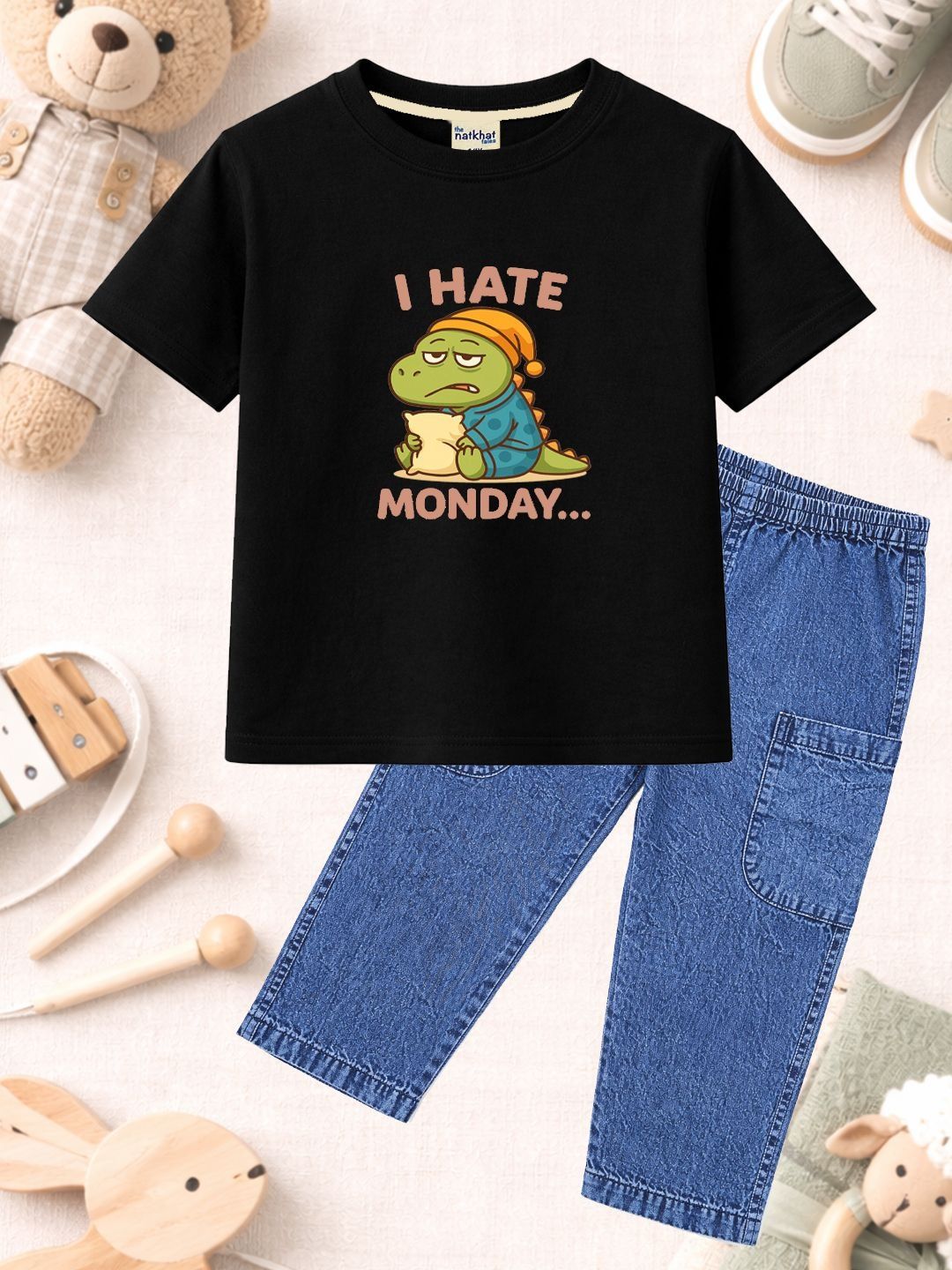 The Natkhat Tales Unisex Kids Printed T-shirt with Trousers