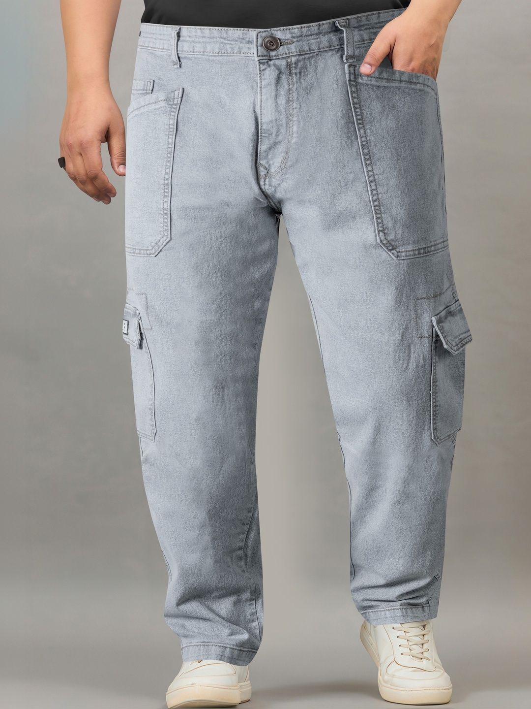 RIG BONE Men Loose Relaxed Fit Mid-Rise Light Fade Stretchable Jeans