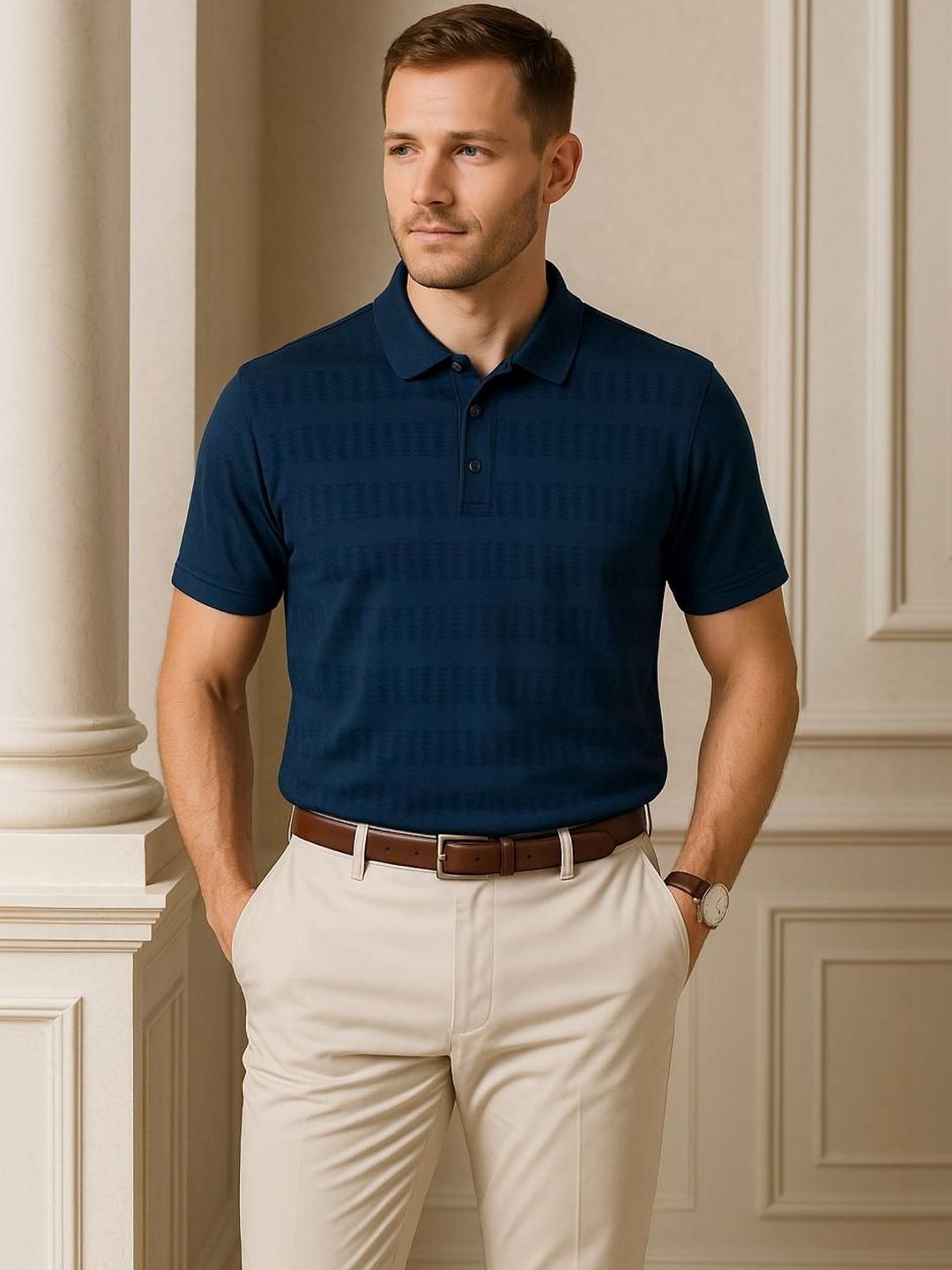 Raves Men Polo Collar Bio Finish T-shirt