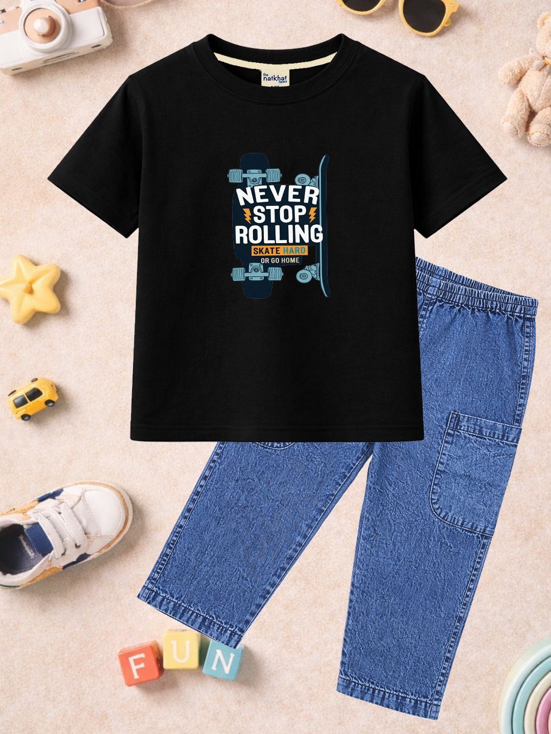 The Natkhat Tales Unisex Kids Printed T-shirt with Trousers