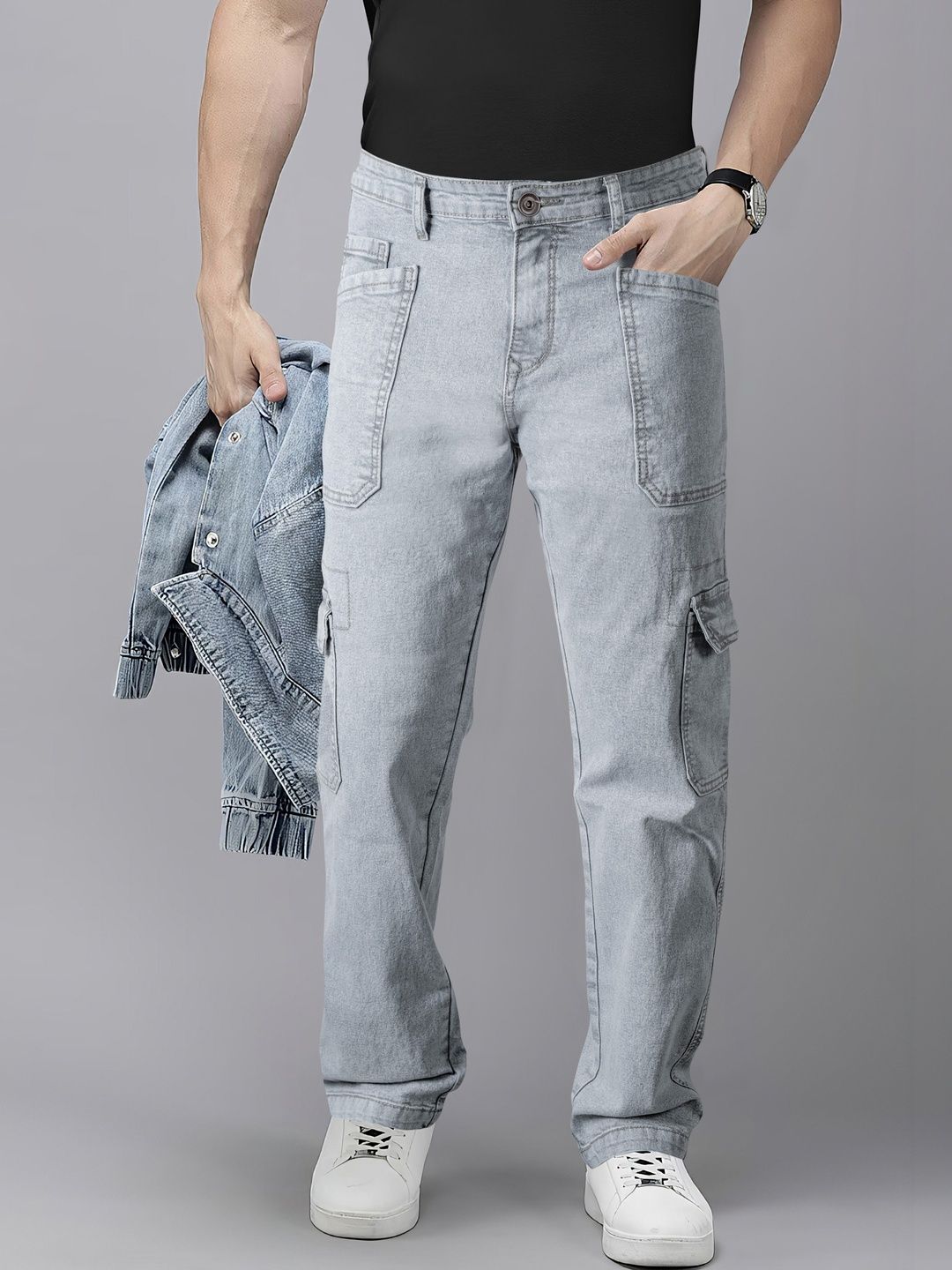 RIG BONE Men Loose Relaxed Fit Mid-Rise Light Fade Stretchable Jeans