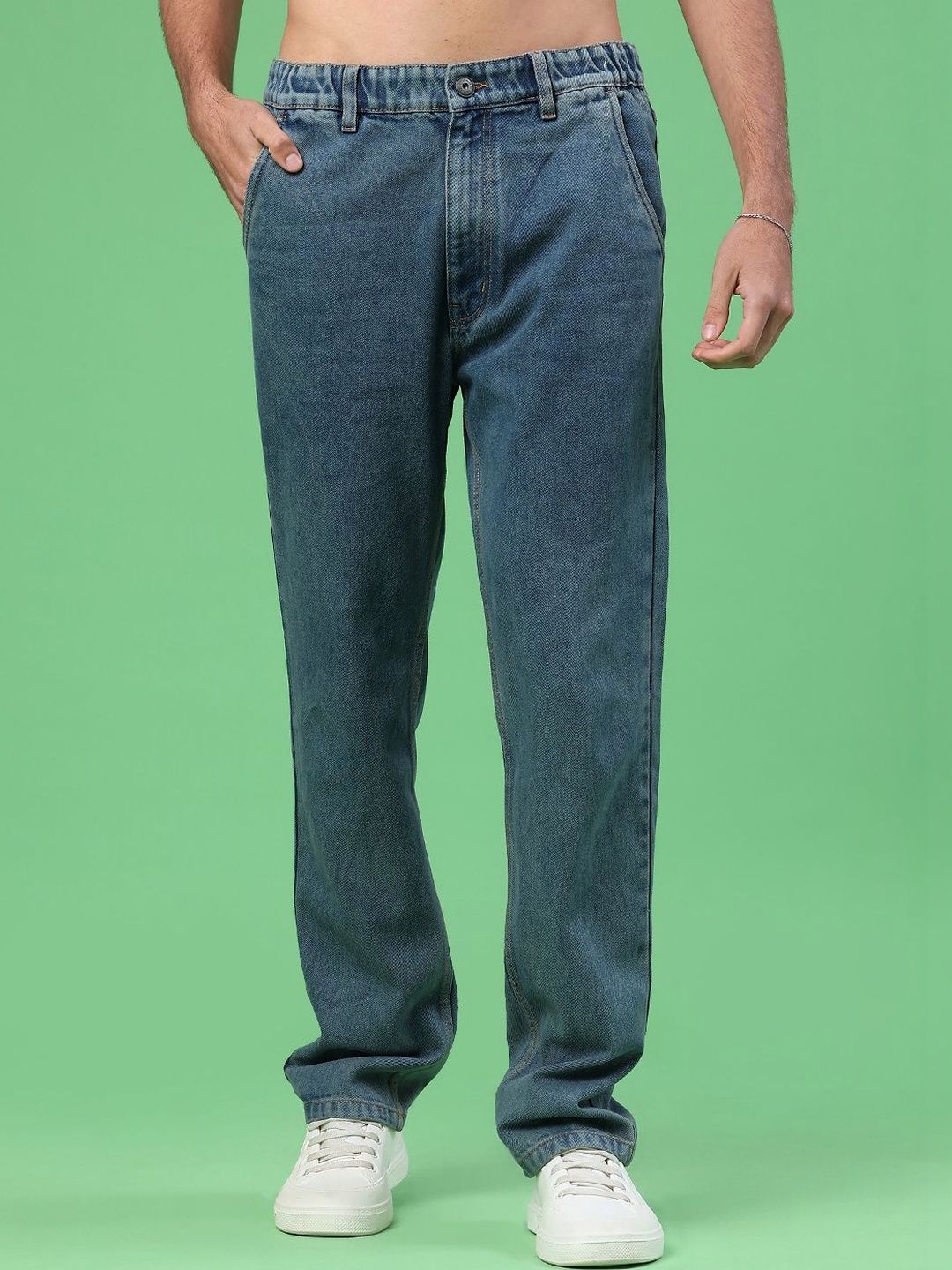 LIMEROAD Men Straight Fit Mid-Rise Light Fade Jeans