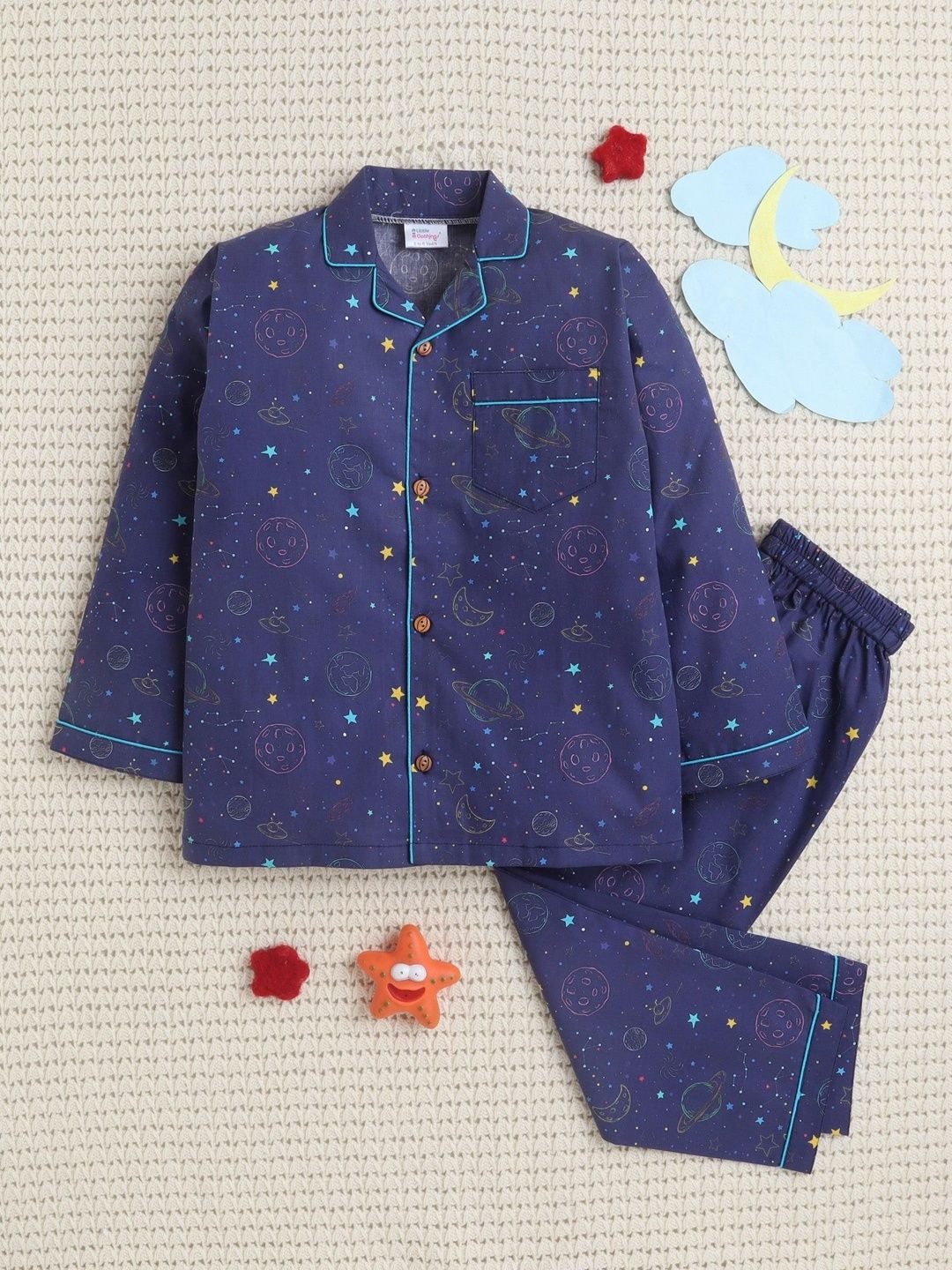 Little Clothings Unisex Kids Printed Night suit