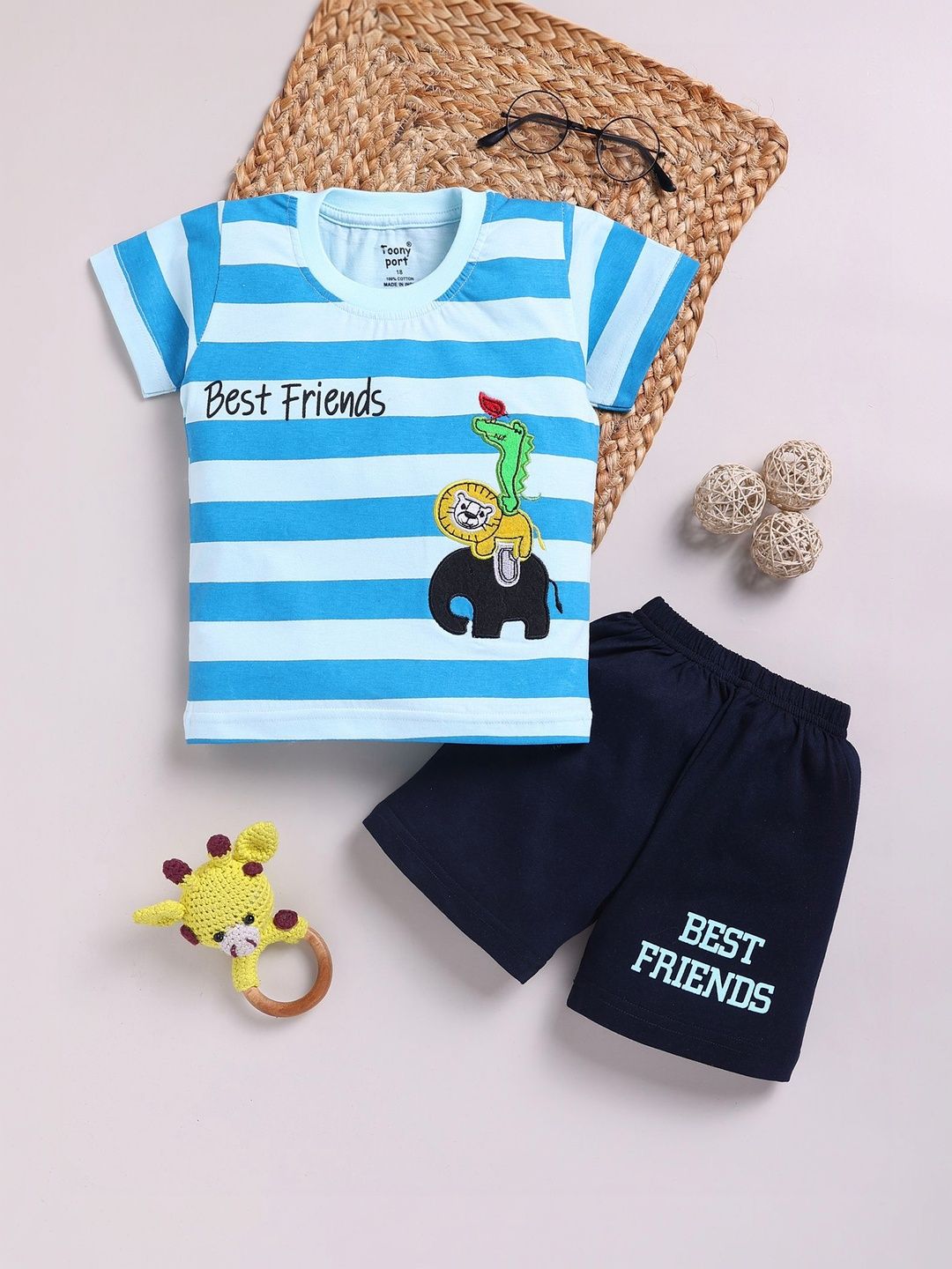 Toonyport Boys Striped T-shirt with Shorts