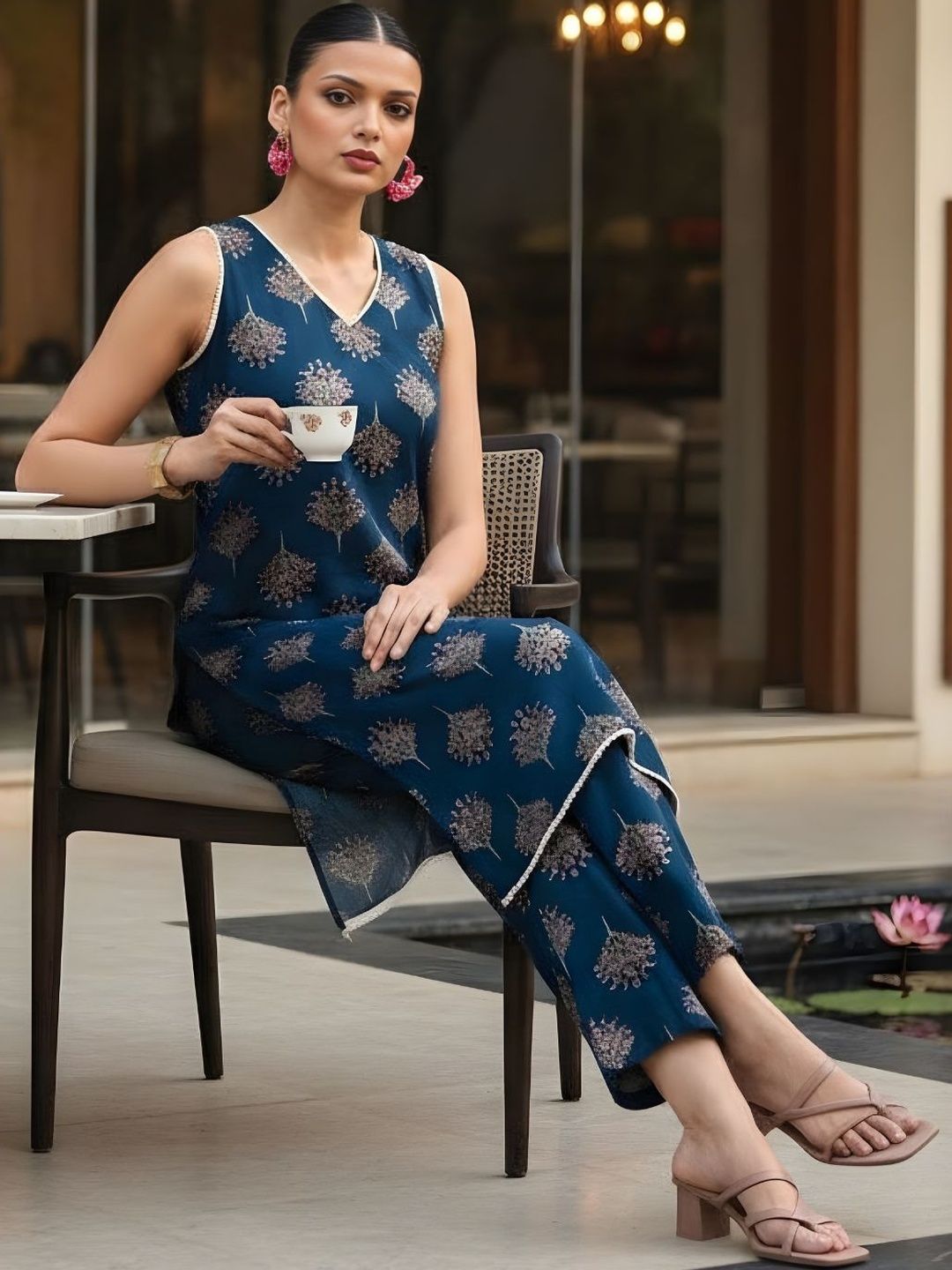 Anouk Women Ethnic Motifs Printed Regular Pure Cotton Kurta with Trousers