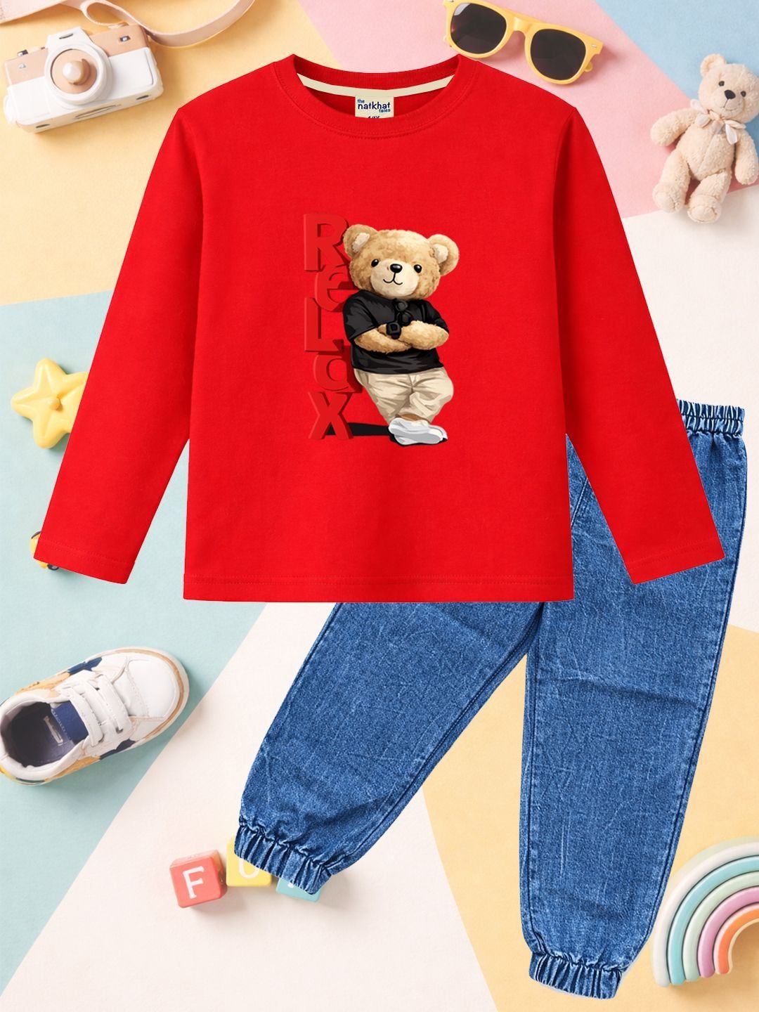 The Natkhat Tales Unisex Kids Printed T-shirt with Trousers