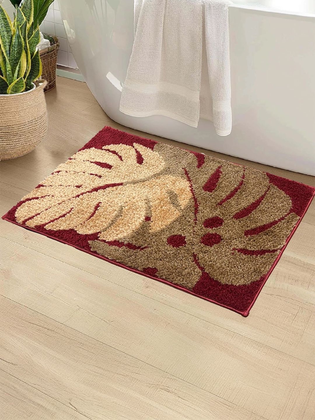 Homio Beige & Coral Red Anti-Skid 2000 GSM Doormat